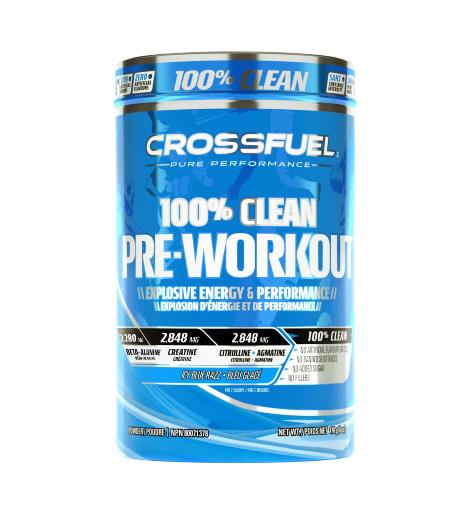 Pre Workout Powder with Creatine HCL Beta Alanine L Citrulline Explosive Energy and Performance Icy Blue Razz Flavour 100% Clean: No Added Sugar Artificial Colours or Flavours - 170g - Buy Online on SooperMarket.com