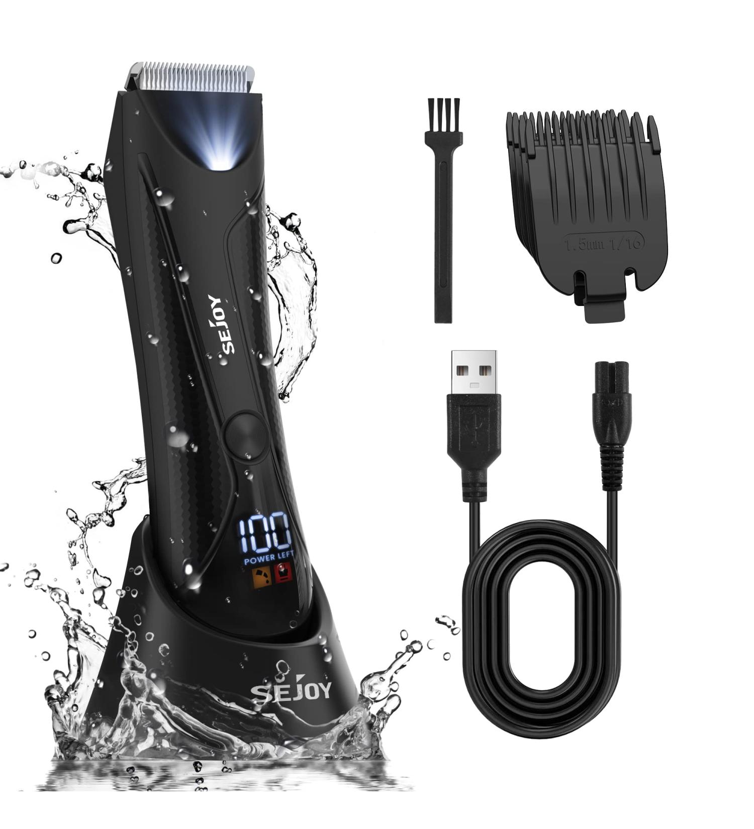 Premium Body Hair Trimmer for Men - Electric Razor for Pubic Armpits & Breasts with Charging Station - Buy Online on SooperMarket.com