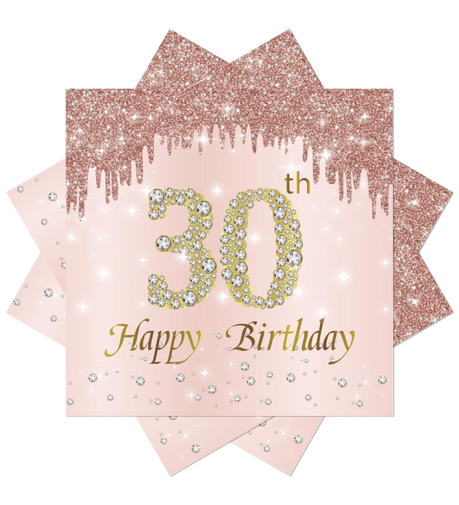 40 Pink Napkins for 30th Birthday - Premium 33x33cm Party Decor for Men & Women - Buy Online on SooperMarket.com