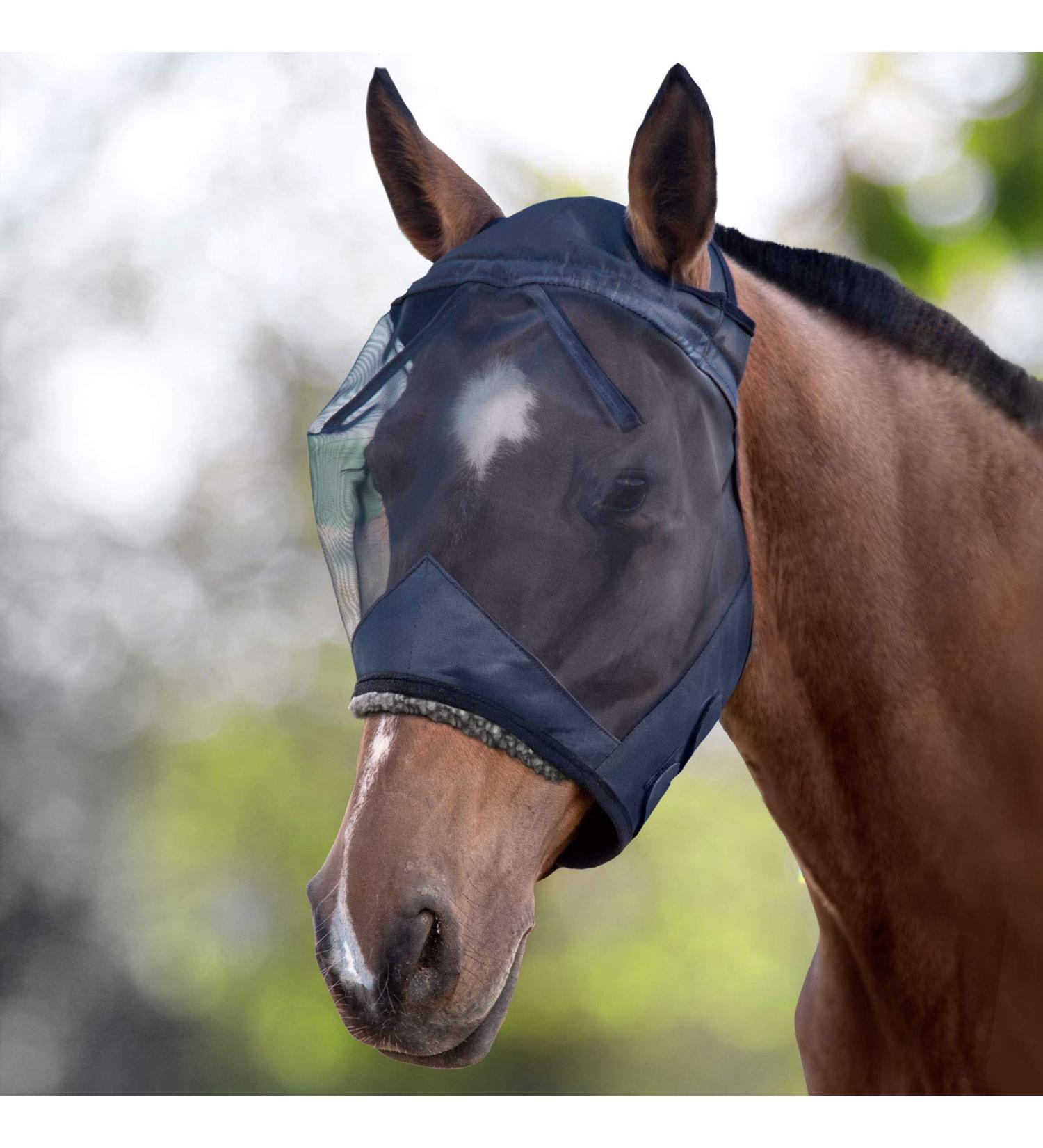 Harrison Howard CareMaster Thick Fleece Padding Translucent Fine Mesh Horse Fly Mask - Black, Large Full Size - Buy Online on SooperMarket.com