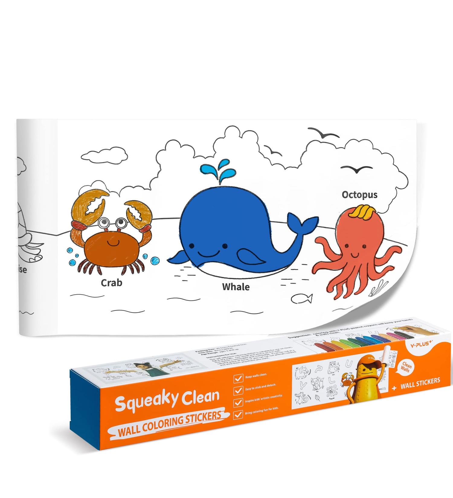 Kids Coloring Paper Roll - Toddler Drawing Paper Roll for Clean Sticky Wall Painting - 120 * 11.8 Inch Animal Design Stickers Set - Buy Online on SooperMarket.com