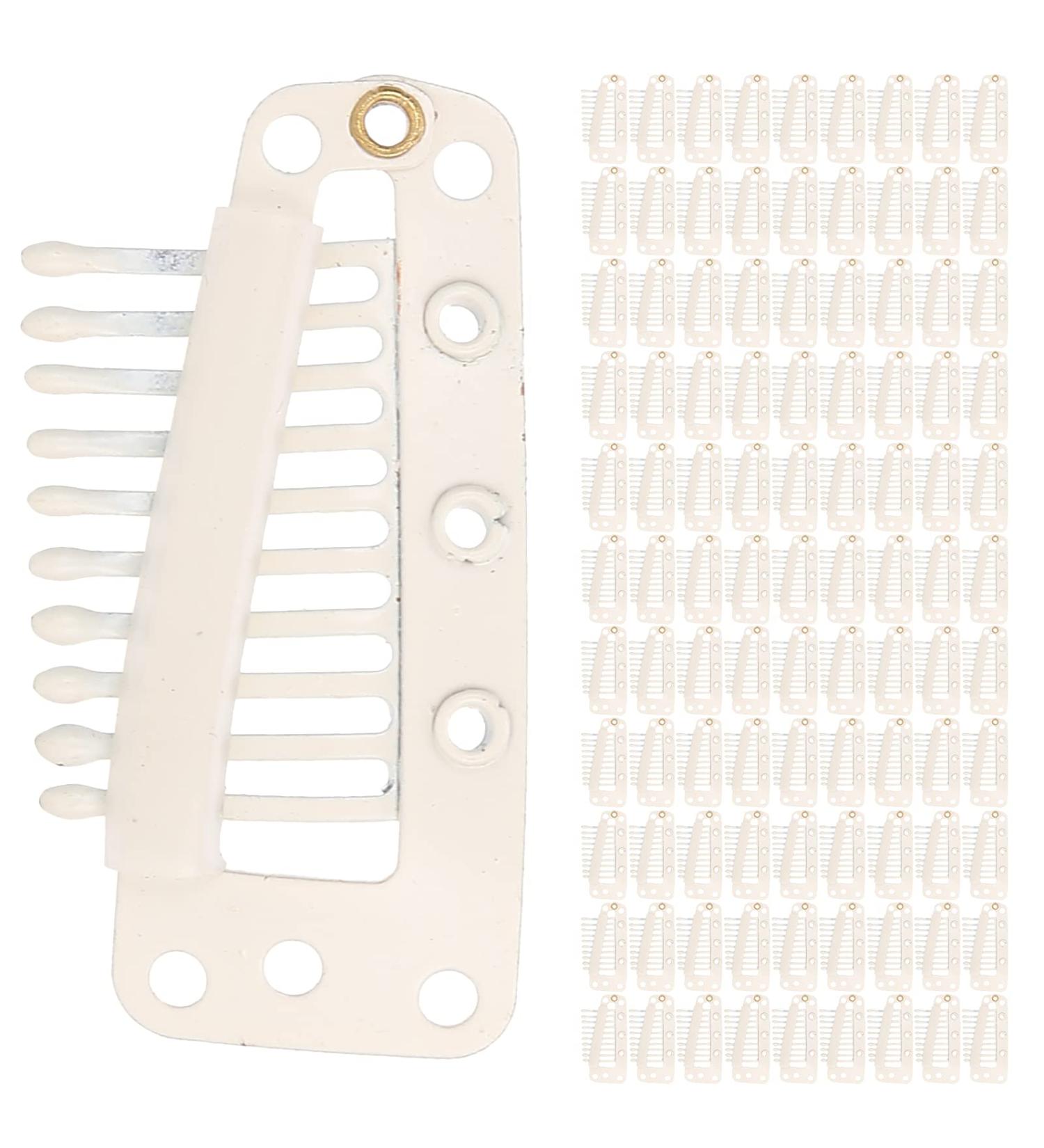 Hair Extension Clip 10 tooth Design Wig Clip Durable and Safe Functional for Wigs Hair Weaving for Most People(creamy-white) - Buy Online on SooperMarket.com