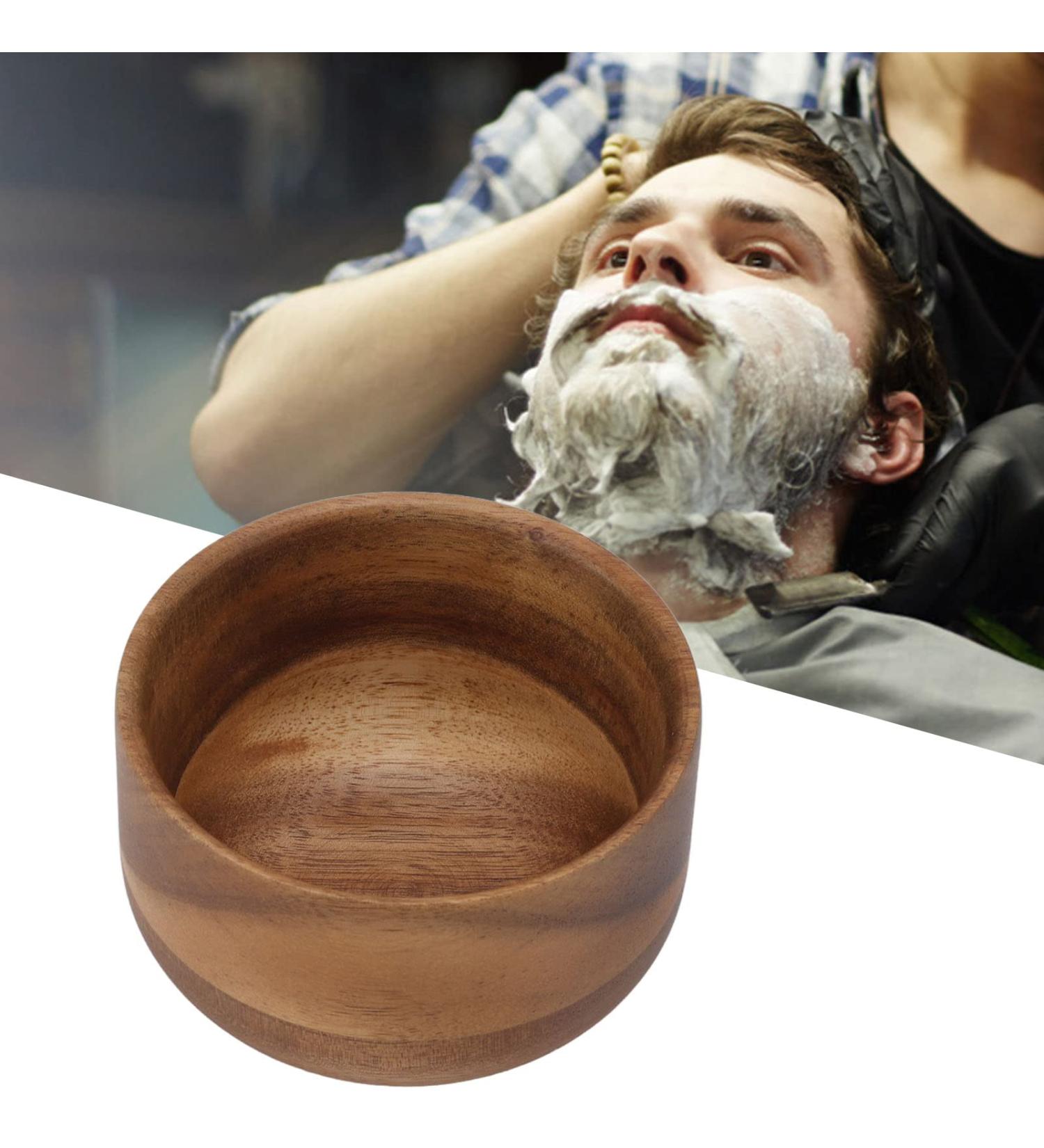 Premium Wooden Shaving Soap Bowl for Men | Burr-Free Compact Shaving Cup for Home & Barber Shop | Easy Lather Natural Wood Grain - Buy Online on SooperMarket.com