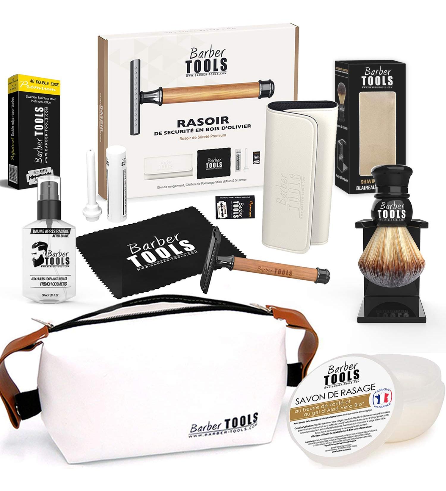 Buy Premium Barber Tools Razor Set | Complete Shaving Kit with 40 Double Blades Soap Balm & Storage Bag - International Shipping Available - Buy Online on SooperMarket.com