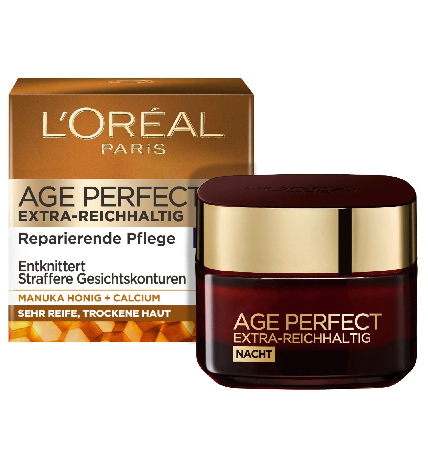 L'Or al Paris Age Perfect Night Care - Extra-Rich Anti-Aging Facial Moisturizer with Manuka Honey & Calcium for Dry Skin - 50ml - Buy Online on SooperMarket.com