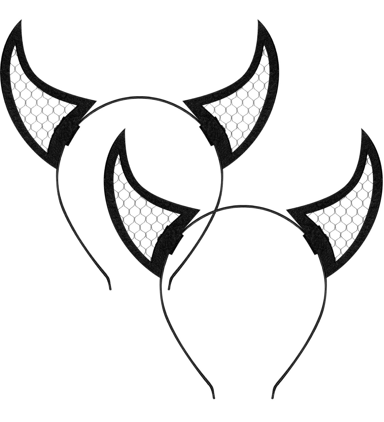 2 Pieces Halloween Cosplay Headband Spider Web Devil Horn Headband Mesh Demon Horns Head Band Black Devil Hair Bands for Women Girls Halloween Costume Fancy Dress Accessories - Buy Online on SooperMarket.com