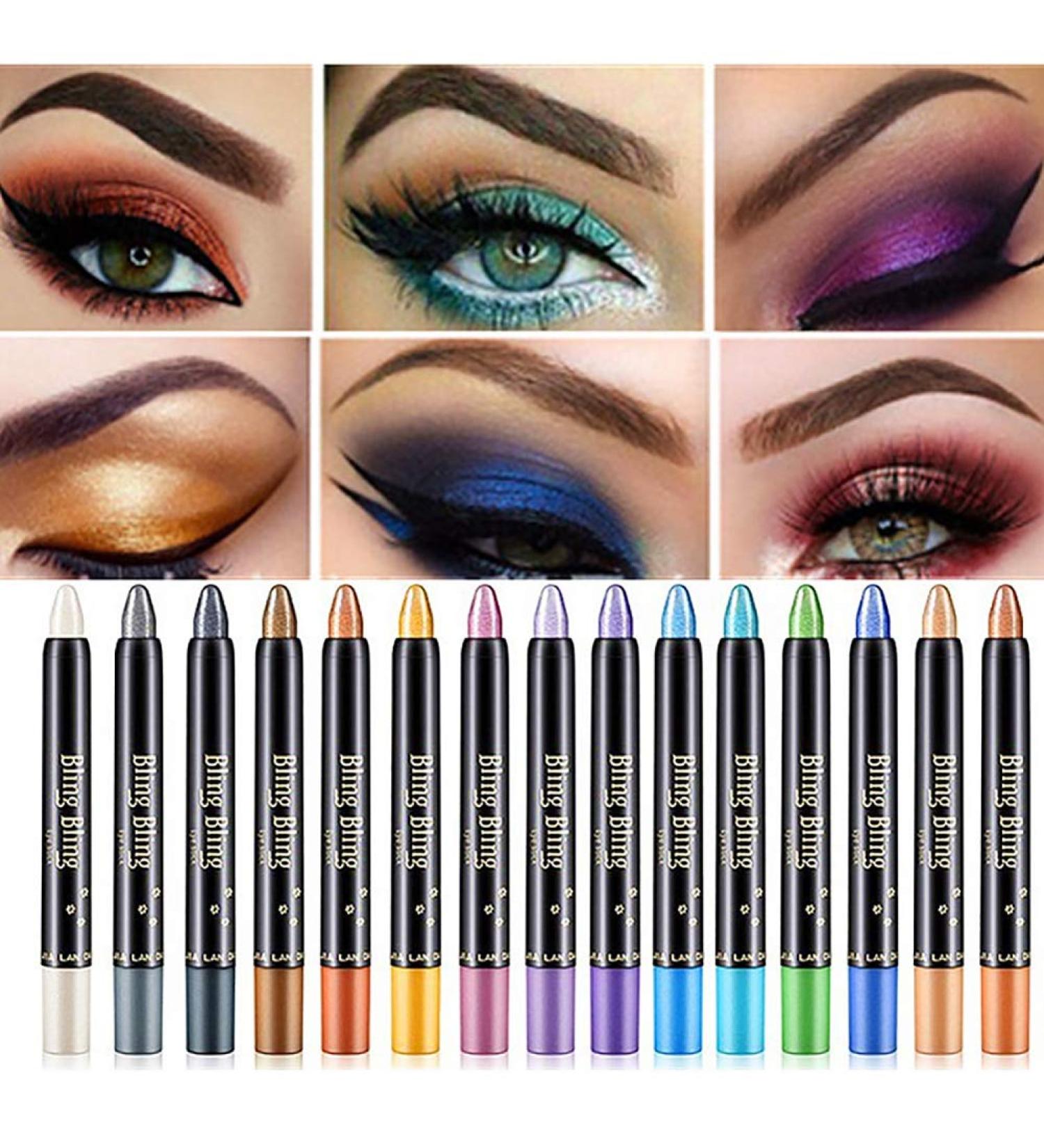 15 Colors Waterproof Eyeshadow Stick Set - Long Lasting Shimmer & Glitter Eye Shadow Pencil by Petansy - Buy Online on SooperMarket.com
