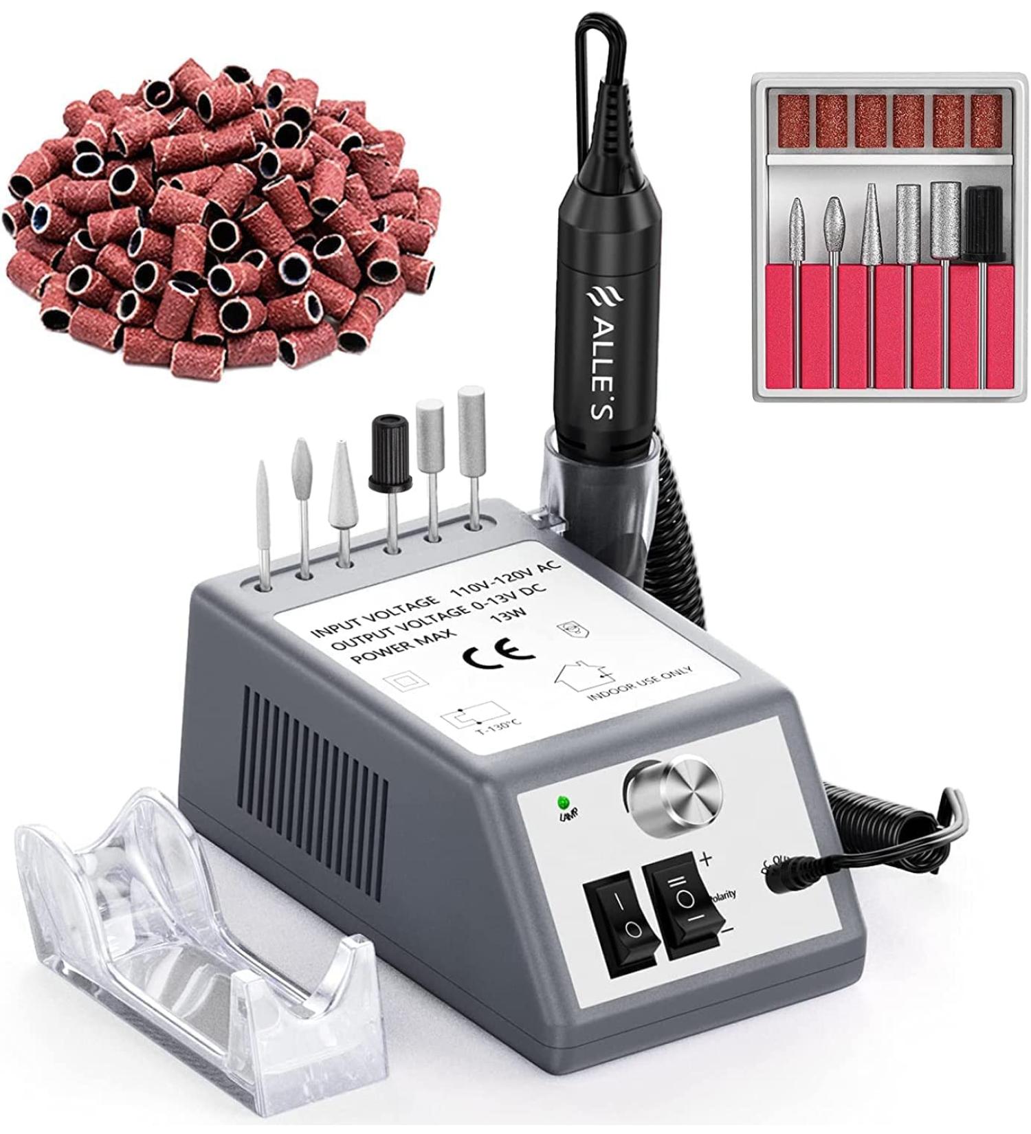 Professional Electric Nail Drill 20000 RPM Efile Manicure Grinder with Bits and Sanding Bands (Grey) - Buy Online on SooperMarket.com