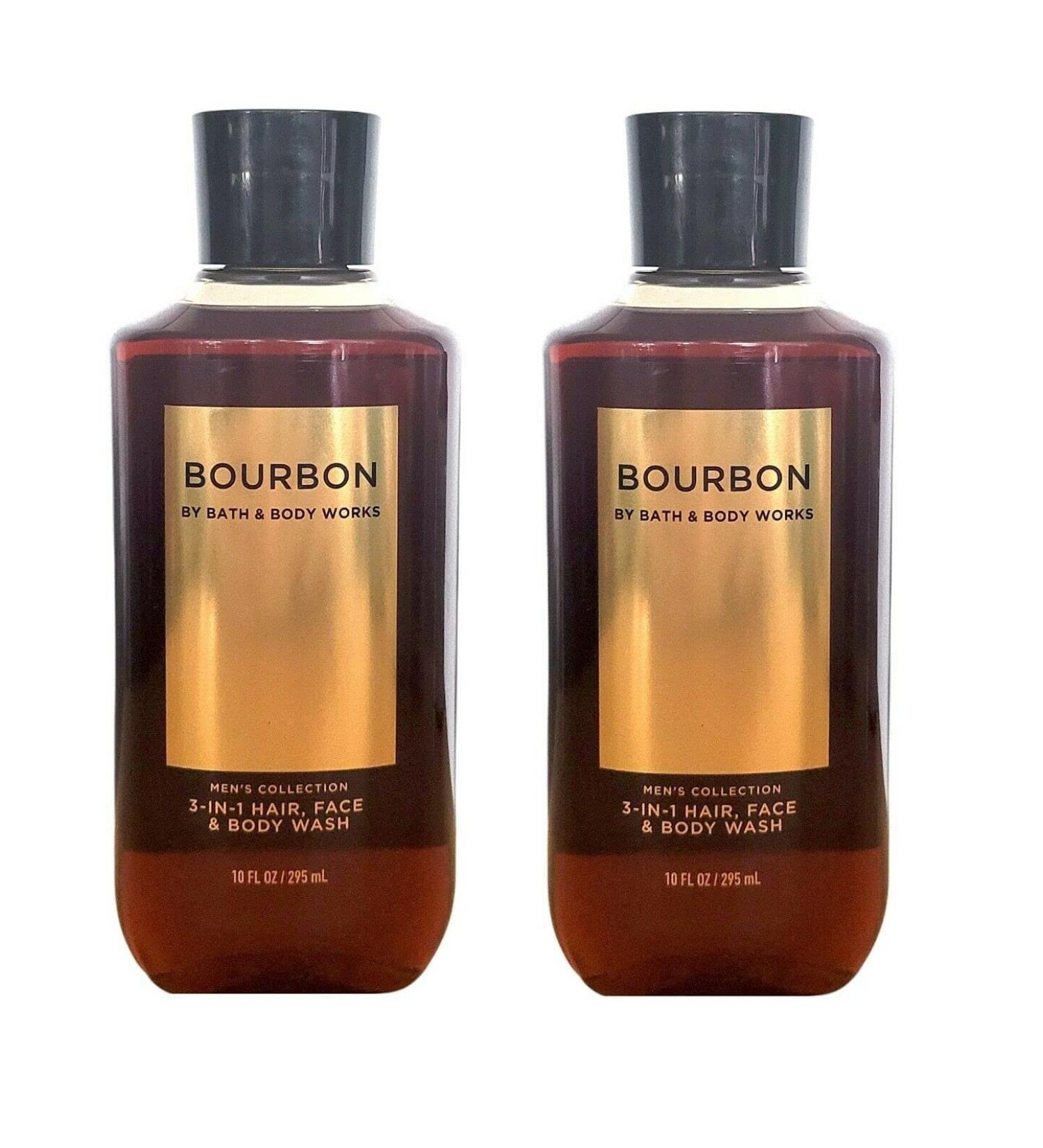 Bath and Body Works For Men 3-in-1 Hair Face & Body Wash - Value Pack lot of 2 - Full Size (Bourbon) Bourbon 10 Fl Oz (Pack of 2)