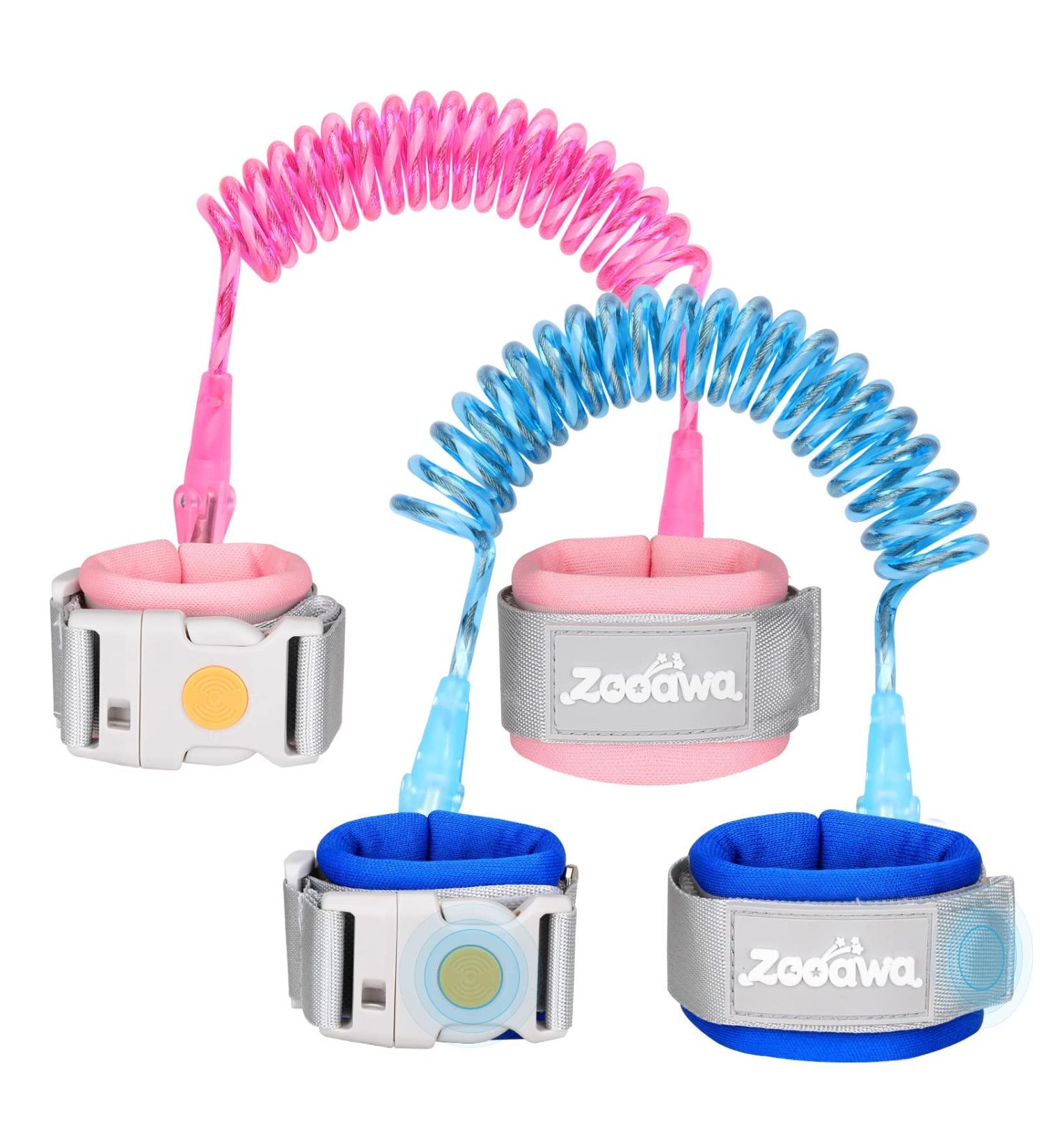 Zooawa Toddler Leash 2Pack  Toddler Kids Harness Anti Lost Wrist Link with Magnetic Lock  Reflective Safety Baby Child Walking Hook and Loop Wristband Leash for 3 Years Old Boys Girls  Blue+Pink - Buy Online on SooperMarket.com