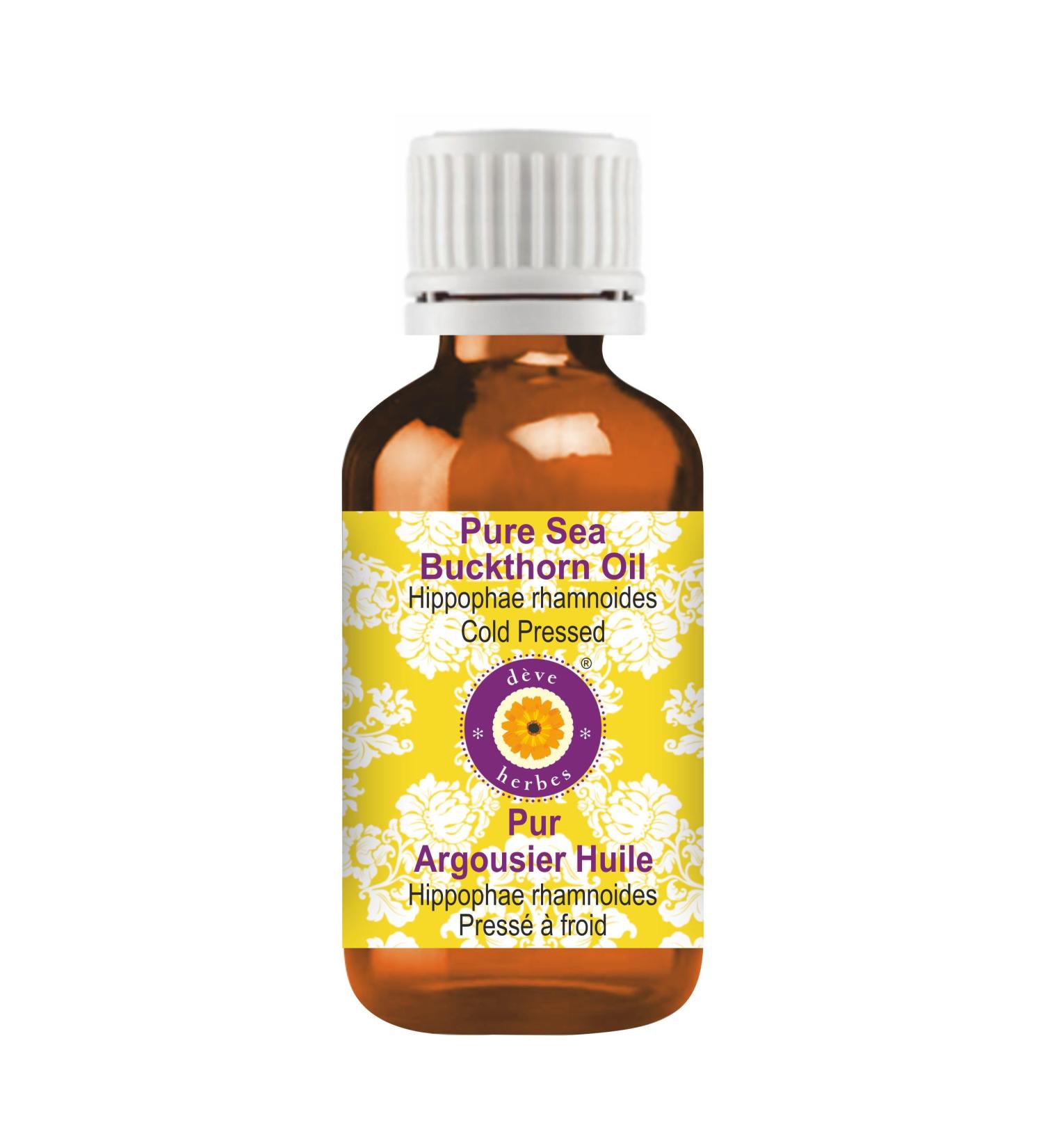 Deve Herbes Pure Sea Buckthorn Oil (Hippophae rhamnoides) Cold Pressed 15ml (0.50 oz) - Buy Online on SooperMarket.com