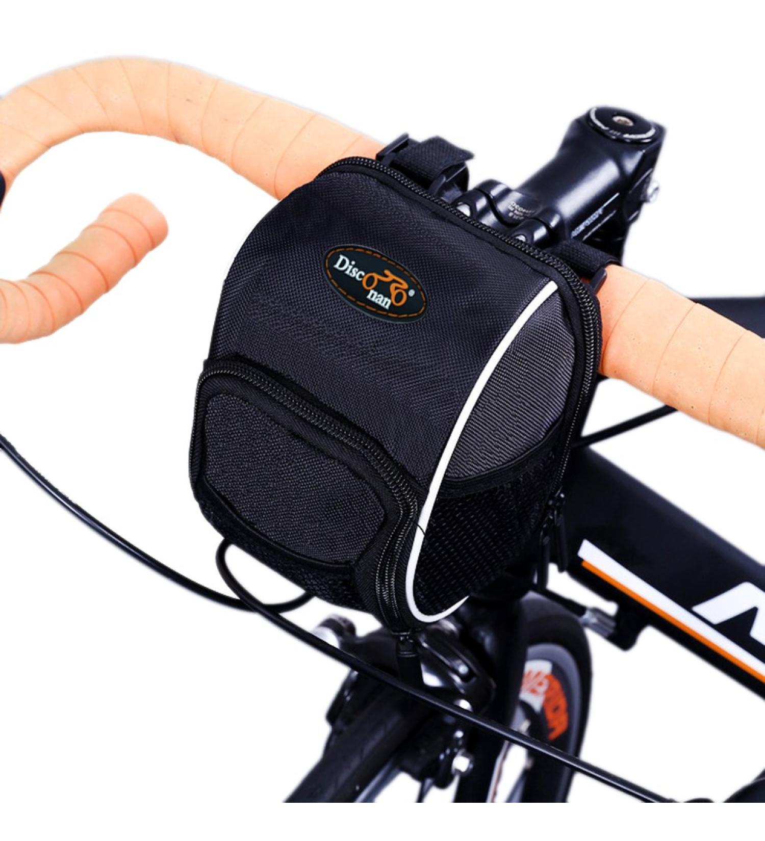 Disconano Cycling Bike Handlebar Bag with Rain Cover - Front Basket Black | Waterproof Bike Accessories - Buy Online on SooperMarket.com
