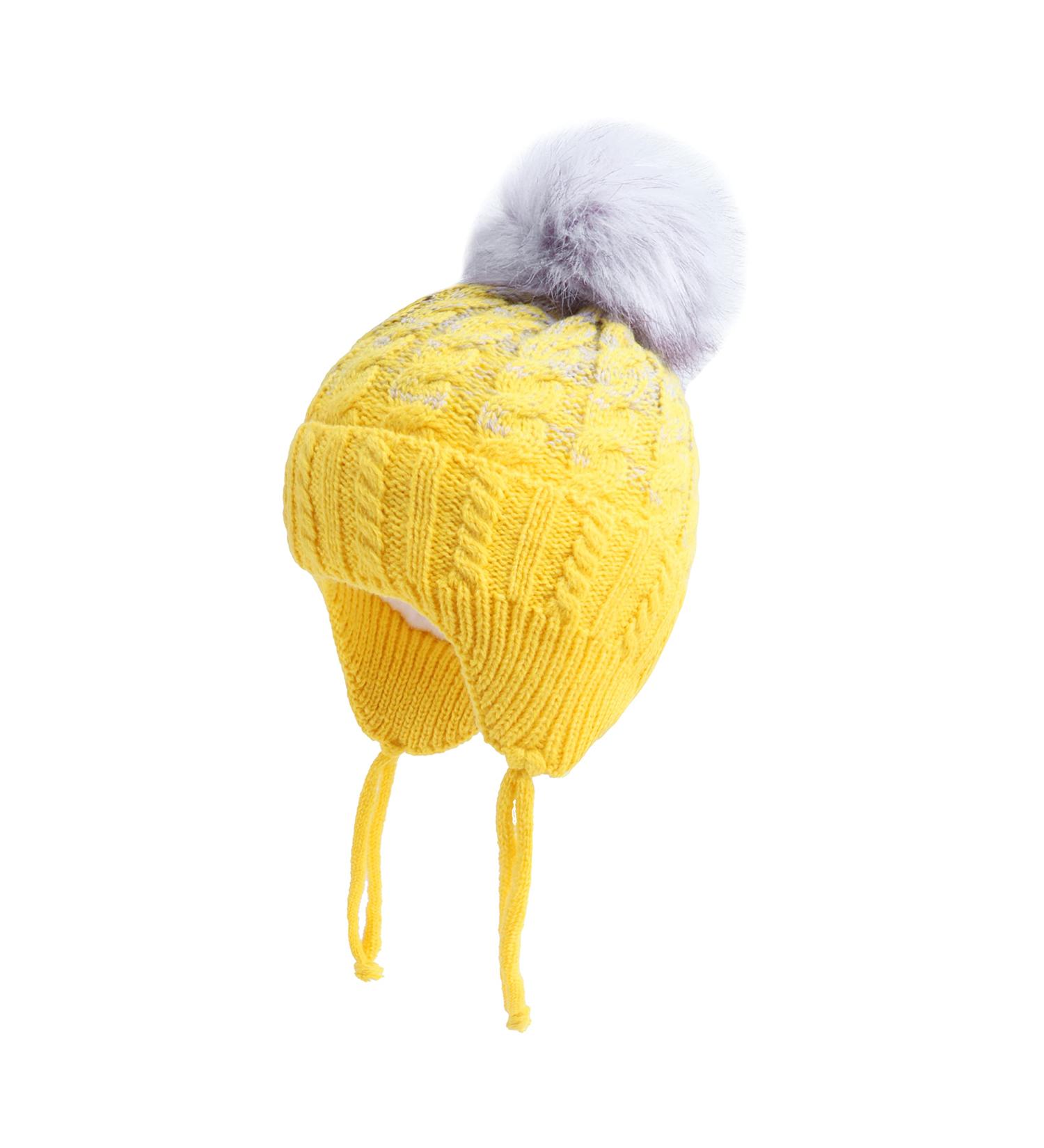 Warm Winter Hat for Baby Boys Girls | Toddler Knit Earflap Beanie 6-12 Months Yellow - Buy Online on SooperMarket.com
