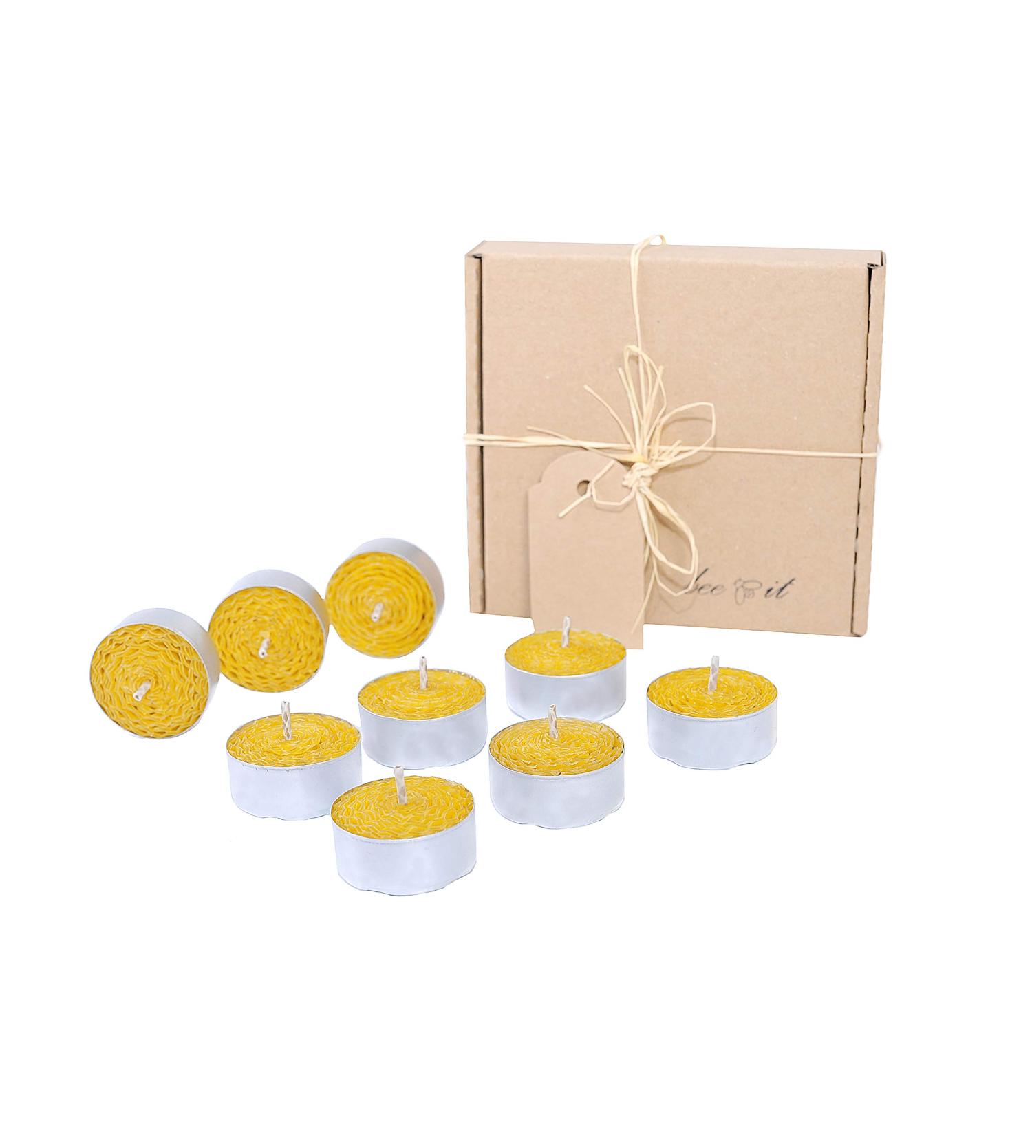 100% Pure Organic Beeswax Tea Lights - 9 Hand Rolled Natural Candles for Aromatherapy | Eco-Friendly & Handmade - Buy Online on SooperMarket.com