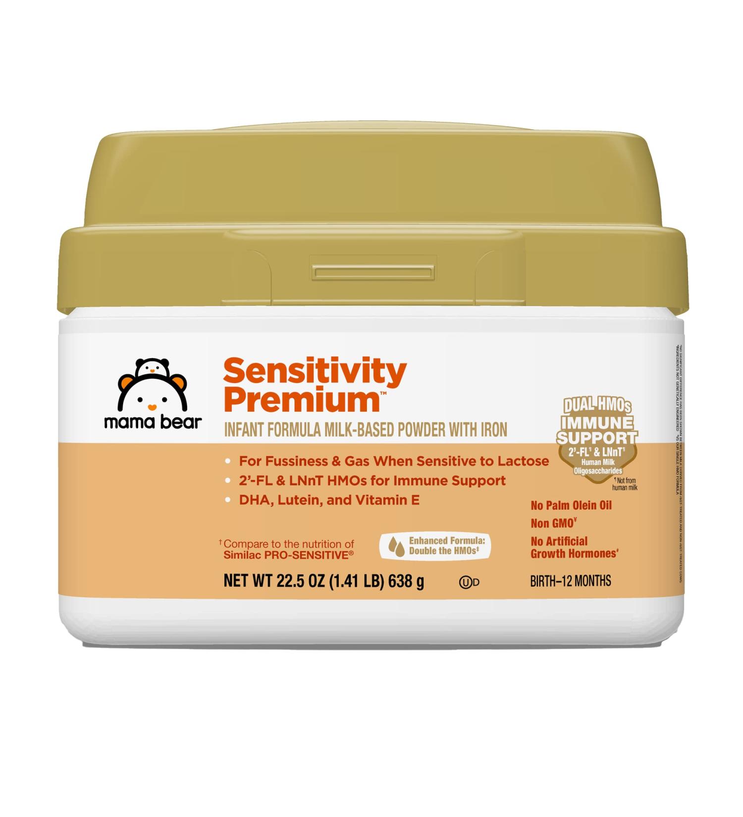 Mama Bear Sensitivity Baby Formula Powder | Reduced Lactose, Non-GMO, 2'-FL HMO | 22.5 Ounce - Buy Online on SooperMarket.com