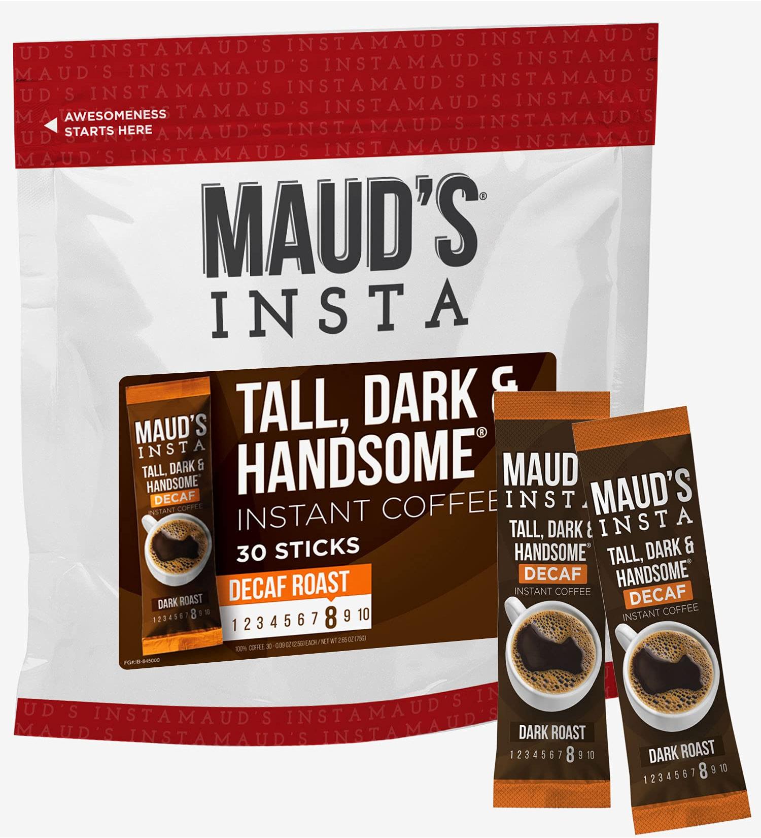 Maud's Instant Decaf Dark Roast Coffee 30ct Travel Packs - 100% Arabica, California Roasted Decaf Instant Coffee - Buy Online on SooperMarket.com