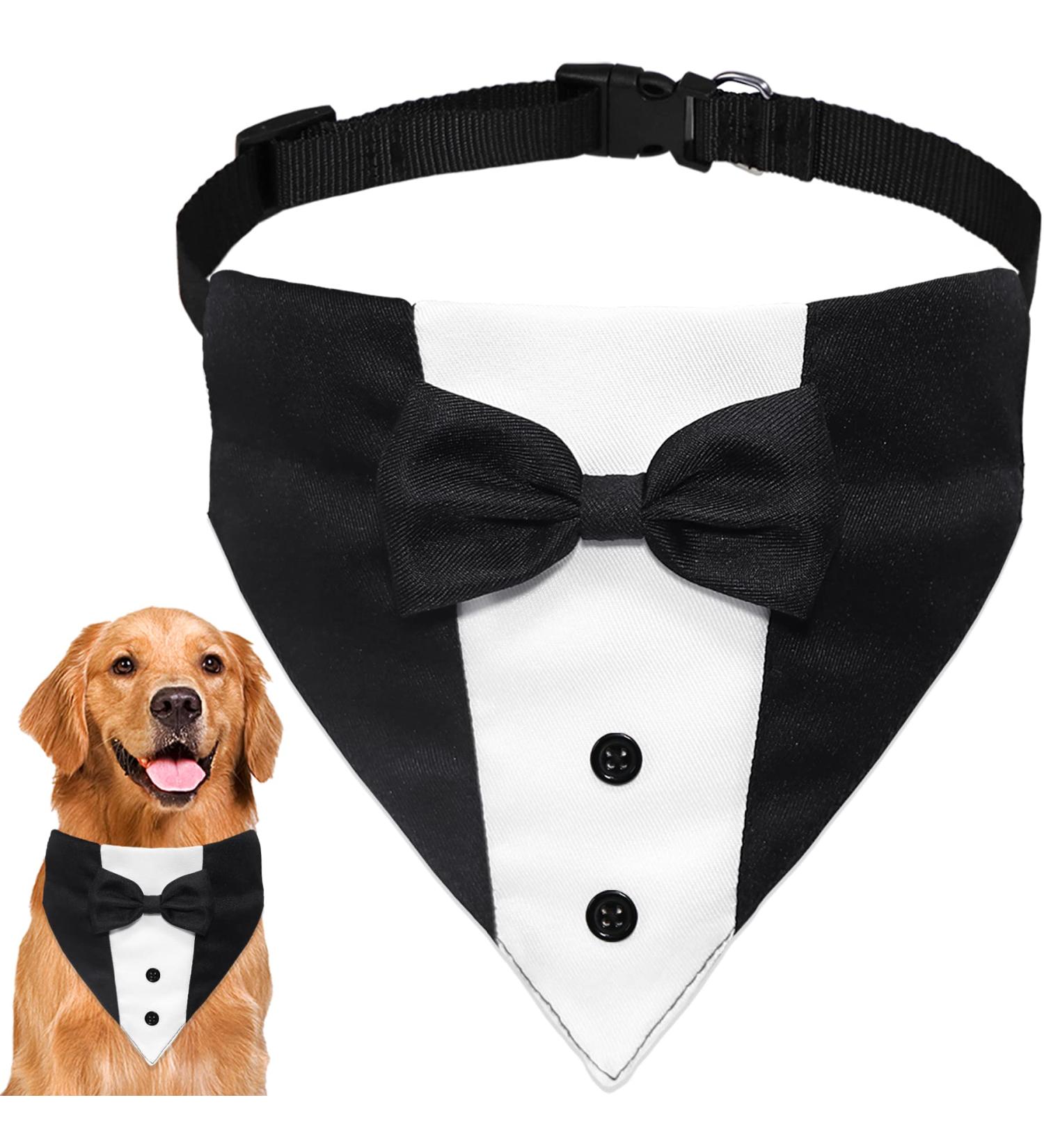 GOYOSWA Dog Tuxedo Suit with Bow Tie for Wedding & Special Occasions | Adjustable Formal Costume for Small, Medium, Large Dogs (Large Neck 15-25) - Buy Online on SooperMarket.com