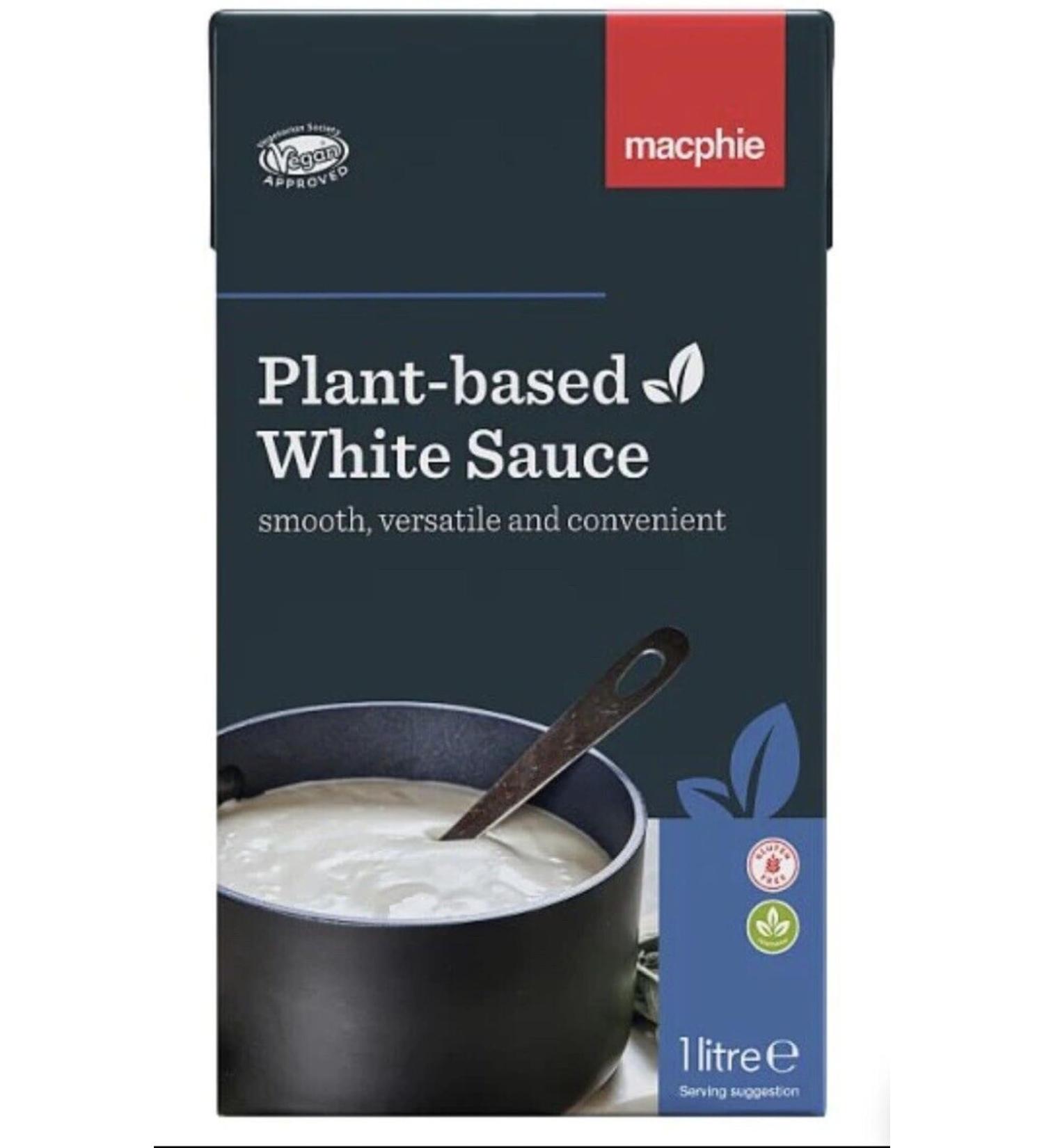 Plant-Based White Sauce 1 Litre.Suitable for Vegetarians Gluten Free Free from artificial colours and flavours Vegetarian Society Approved - Vegan