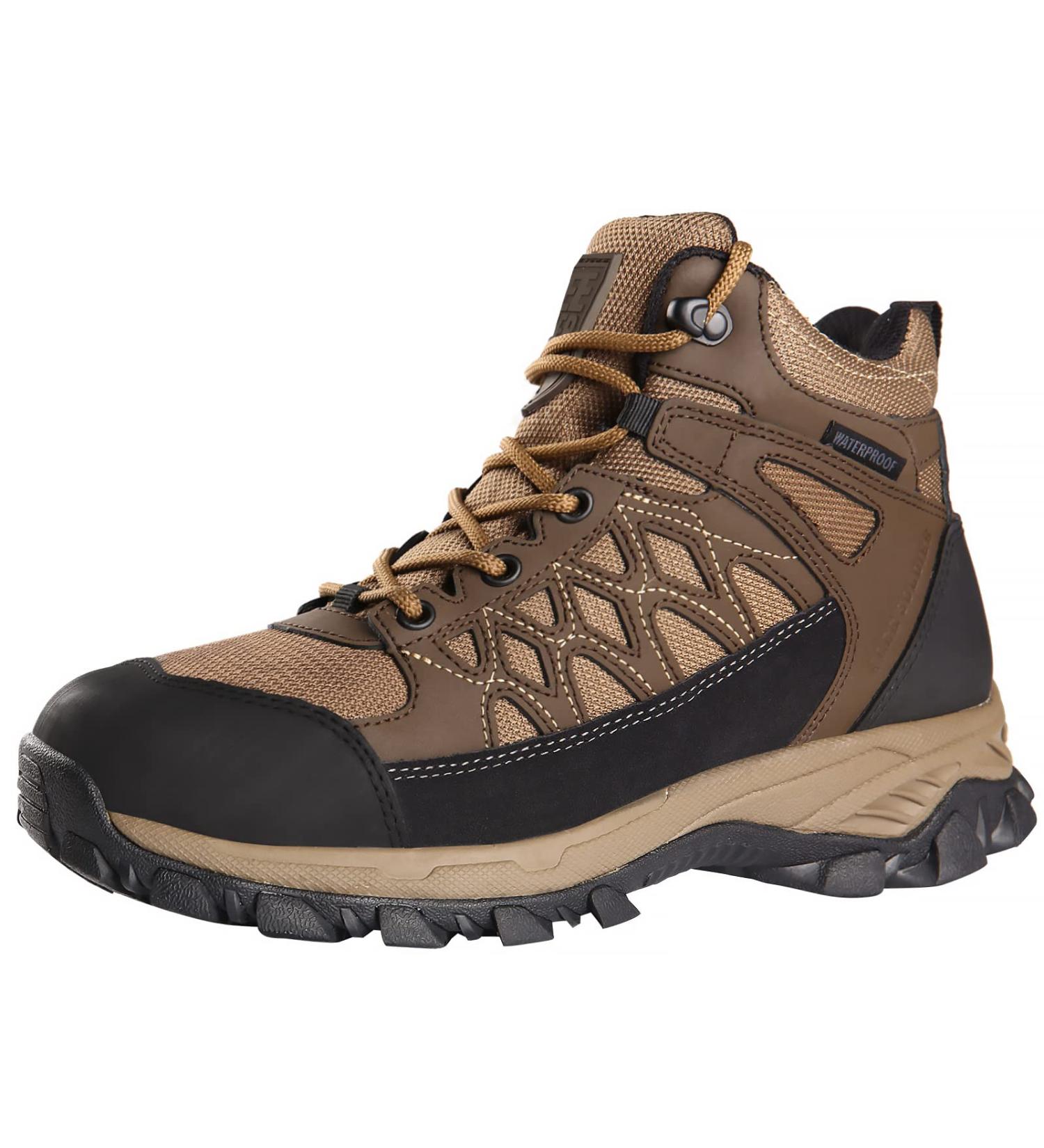 FREE SOLDIER Men's Waterproof Hiking Boots - Lightweight & Breathable Ankle Boots for Trekking - Black/Brown, Size 12 - Buy Online on SooperMarket.com
