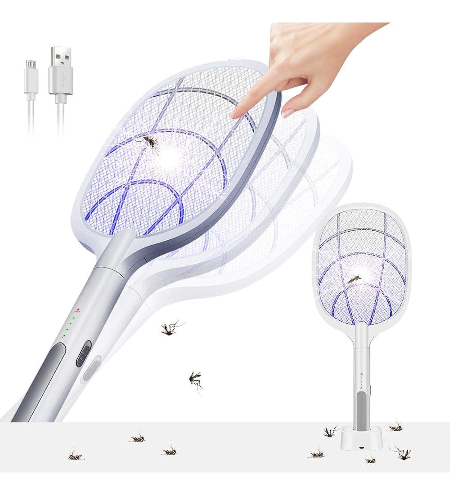 Weidasi 2 in 1 Large Electric Mosquito Swatter Bug Zapper Mosquito Lamp Fly Killer Insect Swatte 3000 Volt USB Rechargeable LED Purple Light Trapping Mosquitoes 3 Layers Safety Mesh Design - Buy Online on SooperMarket.com