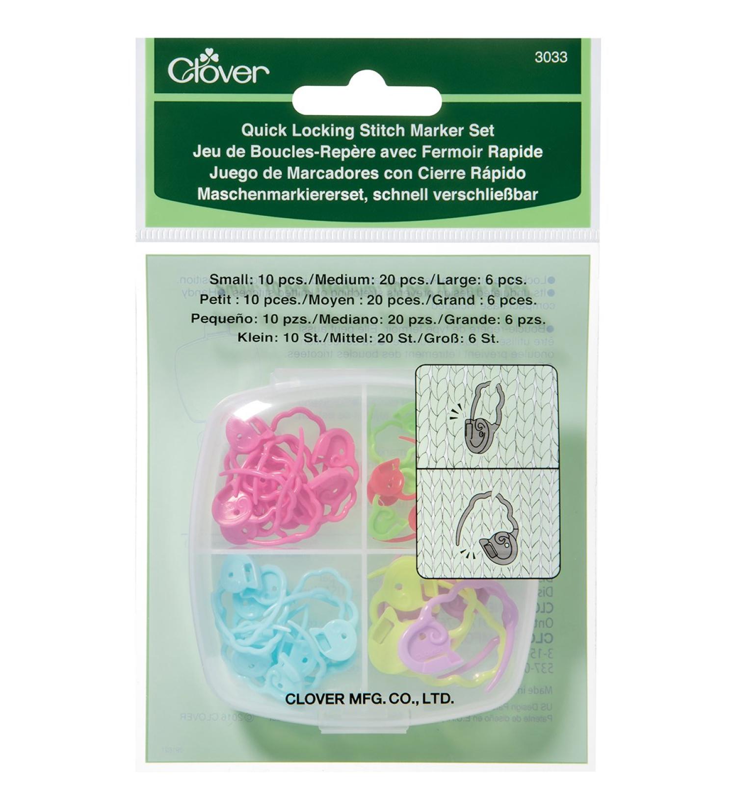 Clover 3033 Quick Locking Stitch Marker Set - Multicolor, 3x3x1.2 inches - Buy Online on SooperMarket.com