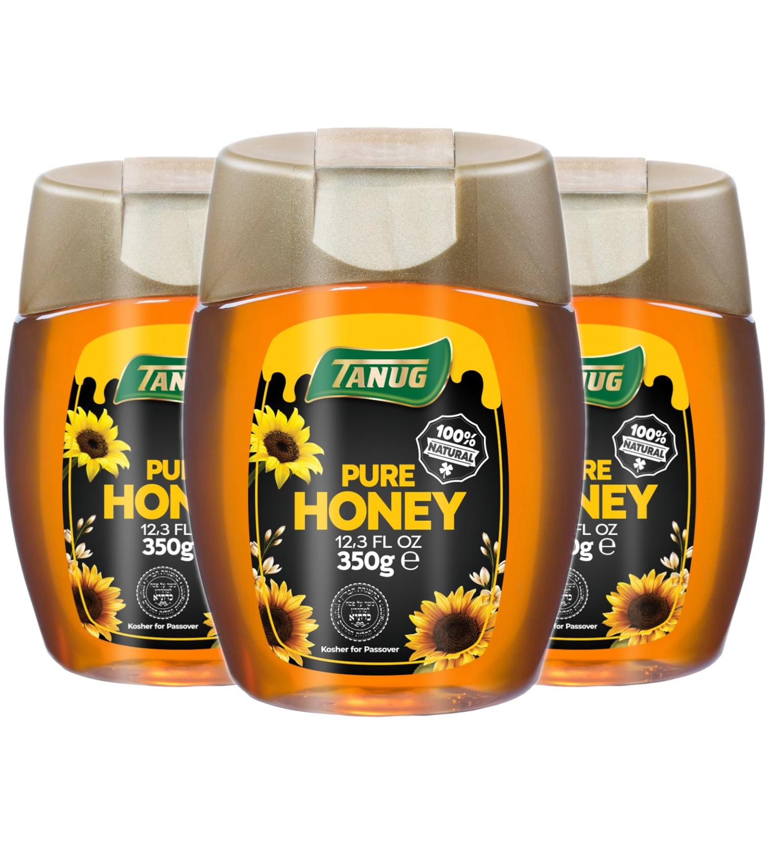 Tanug Pure Blossom Honey 350g Squeeze Bottle (Pack of 3) | Premium Spanish Honey 100% Natural Gluten Free | Natural Sweetener & Great Sugar Alternative - Buy Online on SooperMarket.com