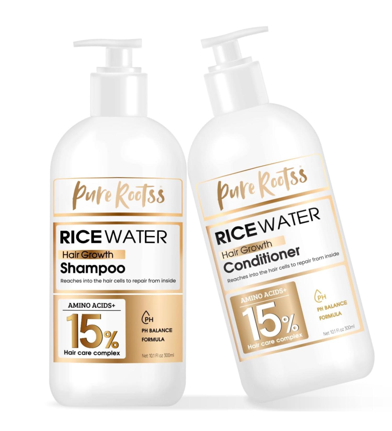 Rice Water Shampoo & Conditioner Set for Thinning Hair | Natural Biotin & Caffeine | For Men & Women - Buy Online on SooperMarket.com