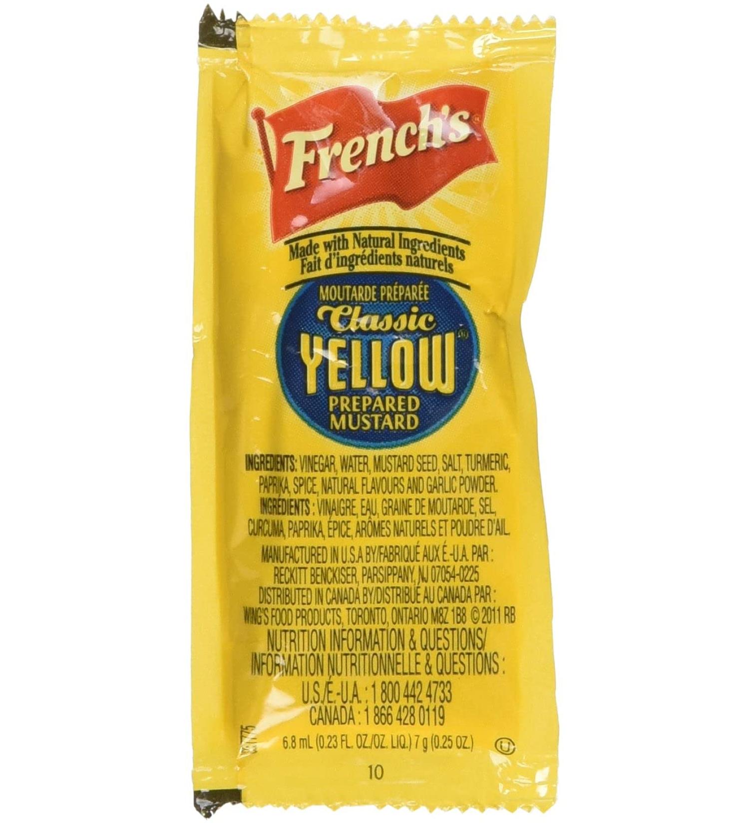 French's Classic Yellow Mustard 7g Portion Packets - 100 Count - Buy Online on SooperMarket.com