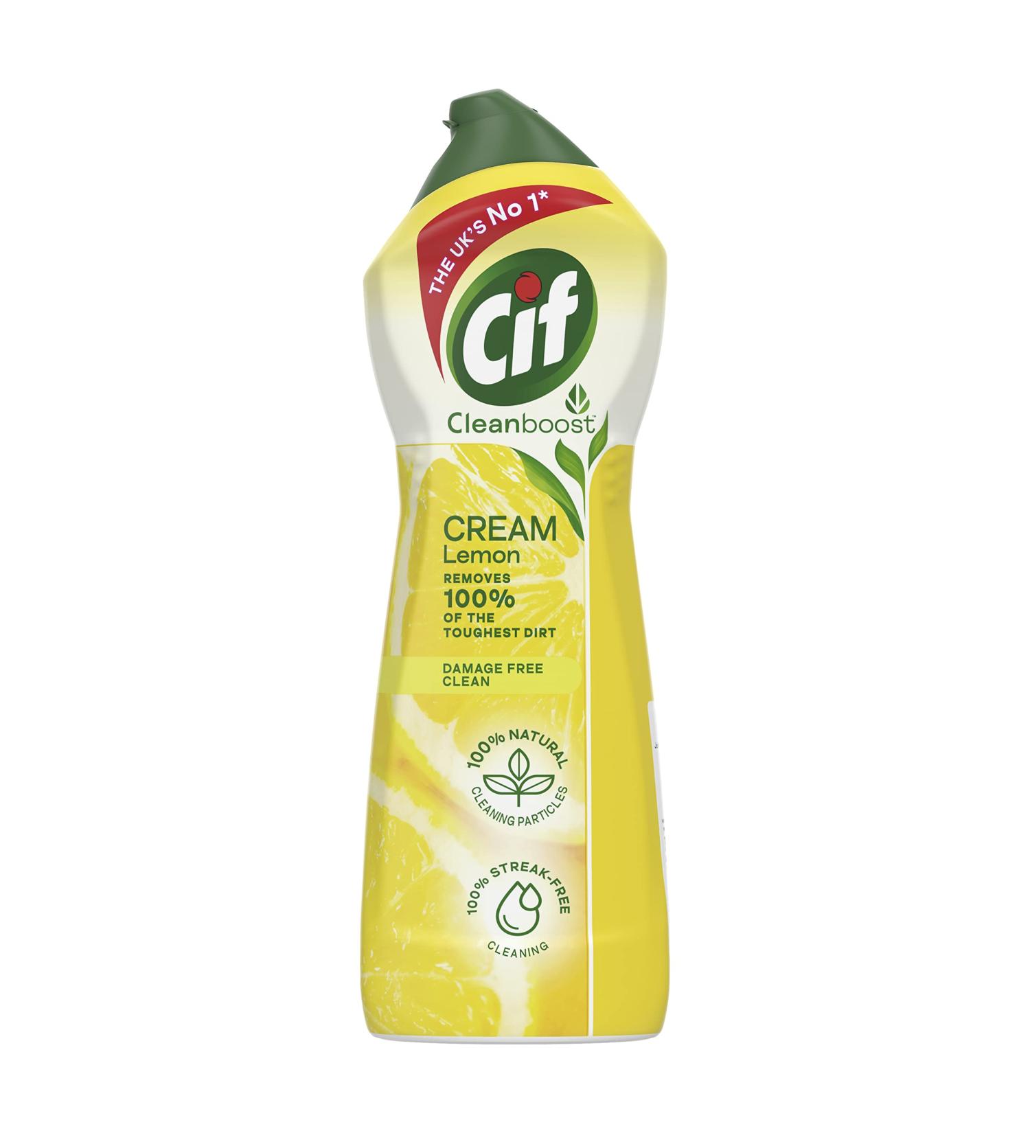 Cif Lemon Cream Cleaner 750 ml - 100% Natural Cleaning Particles - Multipurpose Surface Cleaner - Pack of 1 - Buy Online on SooperMarket.com