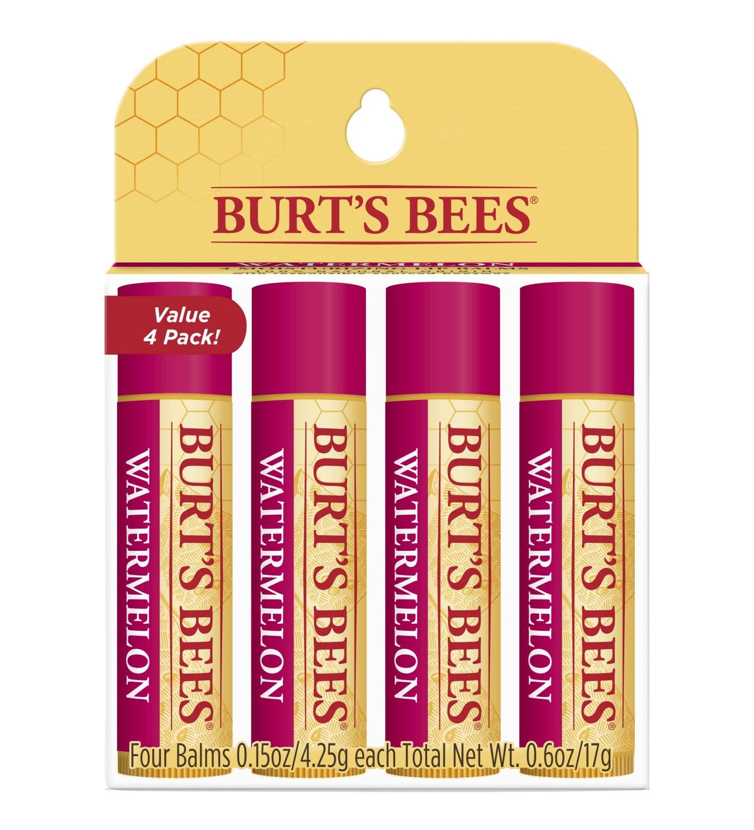 Burt's Bees Watermelon Lip Balm 4-Pack - 100% Natural Origin Moisturizing Formula - Buy Online on SooperMarket.com