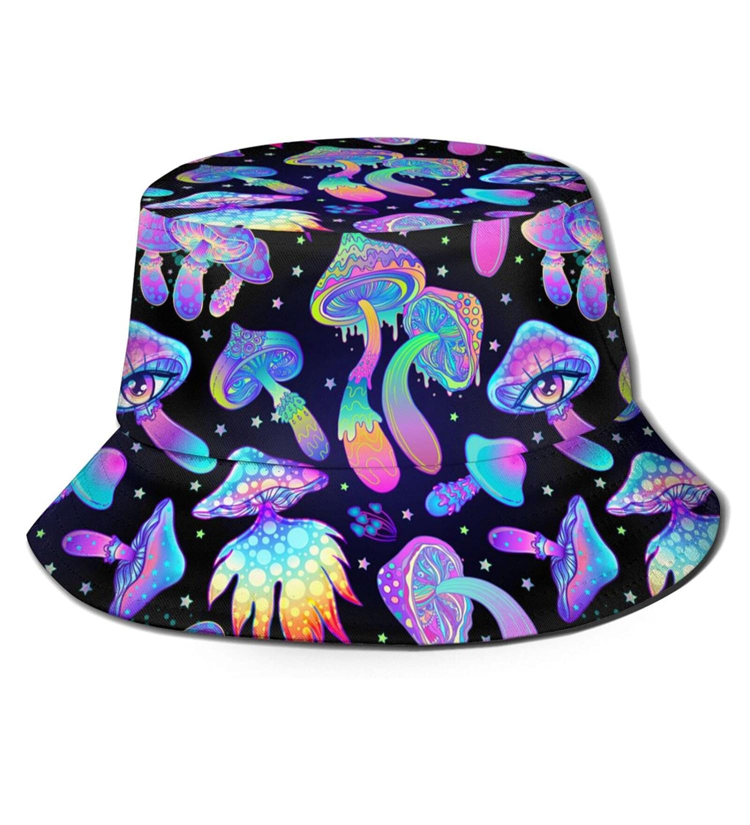 Packable Mushrooms Bucket Hat for Summer Beach - Sun Protection Fisherman Cap - Buy Online on SooperMarket.com