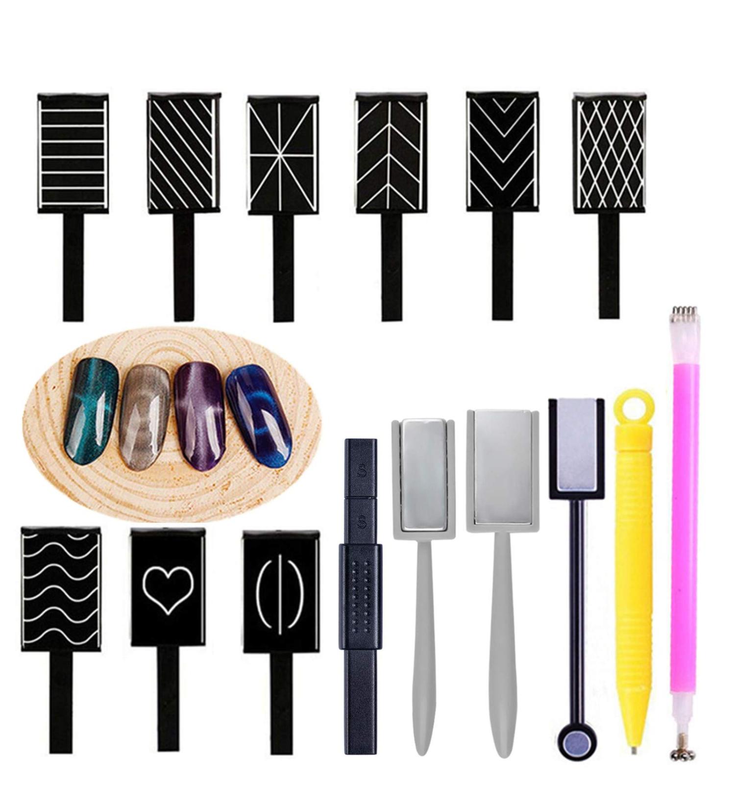 LAEMALLS 15 STK Dual-End Magnet Stick Tool for Cat Eye Gel Polish | 3D DIY Nail Art Tools for Professionals & Beginners - Buy Online on SooperMarket.com