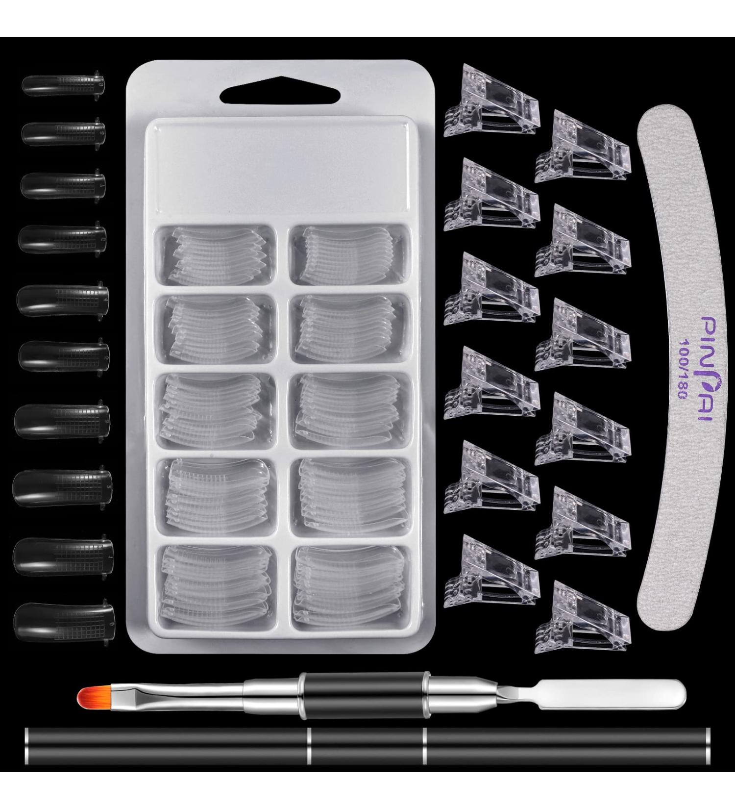 Metagio 100 Piece Dual Nail Forms Set - Gel & Acrylic Nail Extension Kit with Clips Dual-Ended Brush & Nail File - Perfect for International Shipping - Buy Online on SooperMarket.com