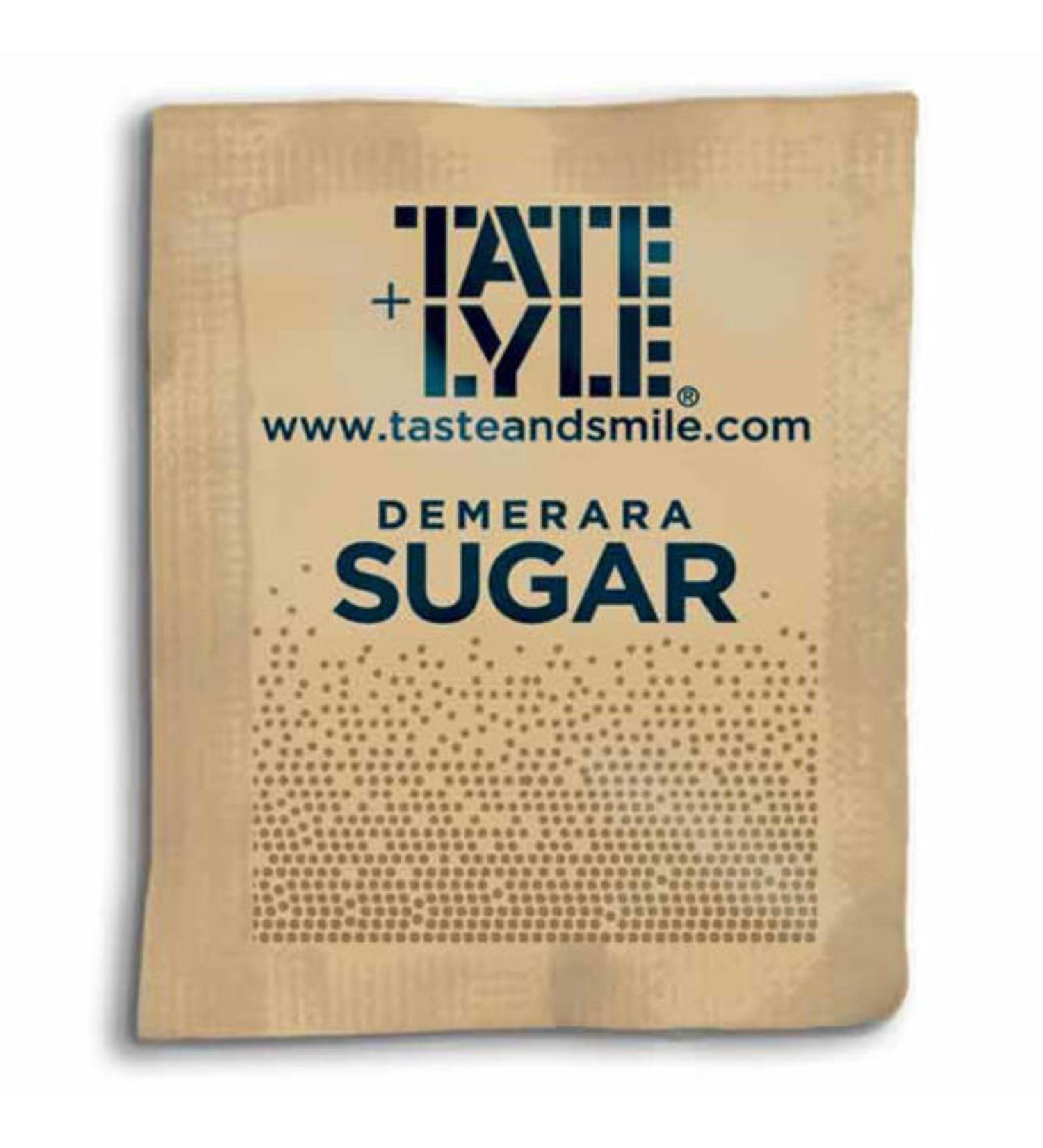 Tate & Lyle Demerara Sugar Sachets (1000x2.5g) ideal for coffees and teas.