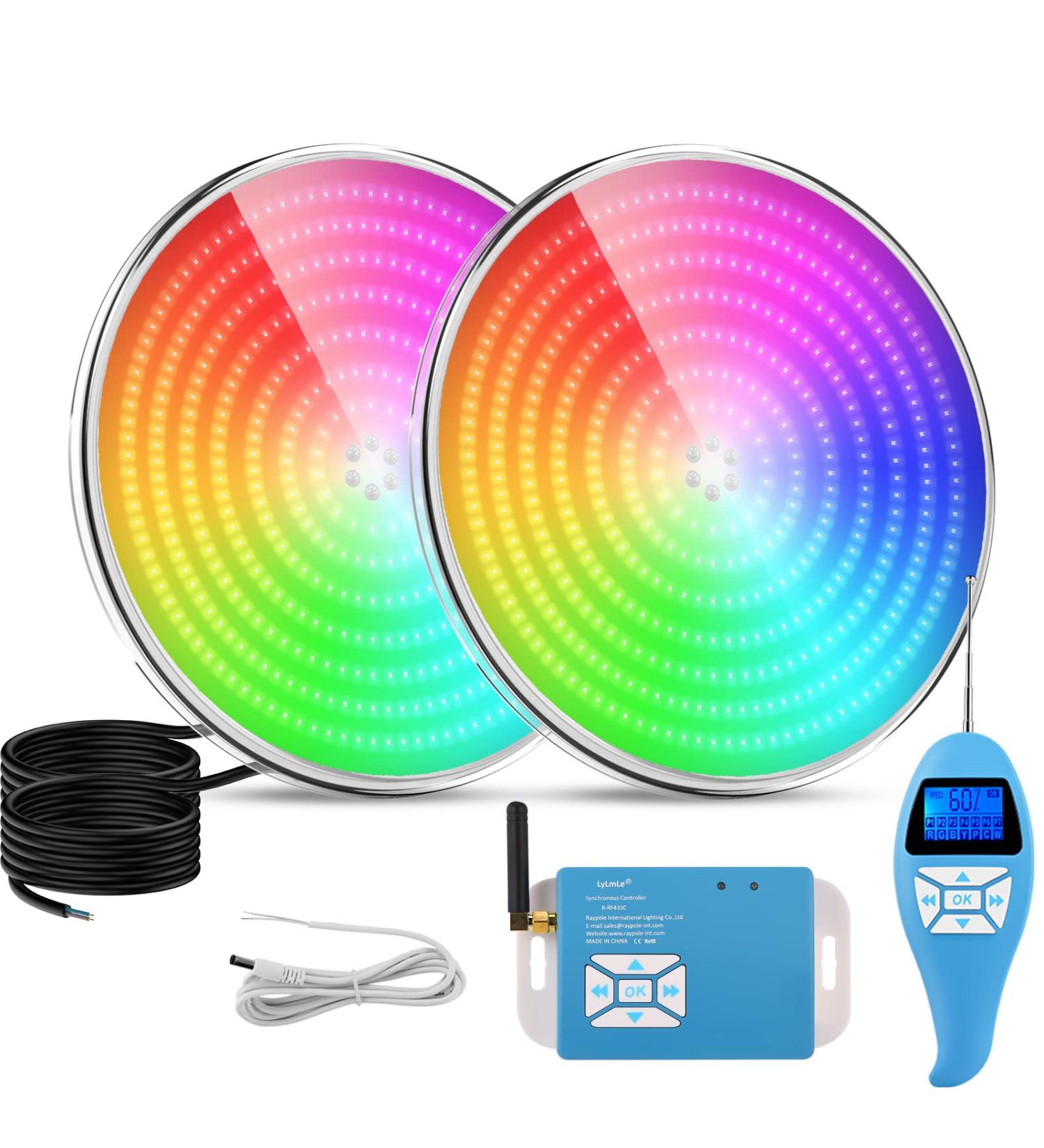 Buy Lylmle 35W RGB LED Pool Lights - Dimmable Waterproof Remote Control 2-Pack | Ultra-Bright PAR56 Pool Headlights for International Shipping - Buy Online on SooperMarket.com