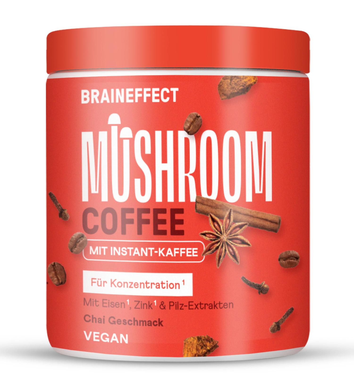 Braineffect Mushroom Coffee - Instant Arabica with Lion's Mane & Chaga | Boost Focus & Energy | 30 Portions - Shop Now! - Buy Online on SooperMarket.com