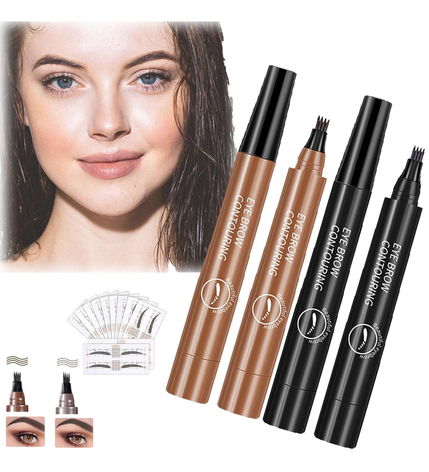 Glowly Secret Eyebrow Pen Glowly Secret Waterproof Natural Eyebrow Pen Glowly Secret 4 Tipped Precise Brow Pen 3D Microblading 4-Tip Eyebrow Pen Eyebrow Contouring Pen (03#+02#) - Buy Online on SooperMarket.com