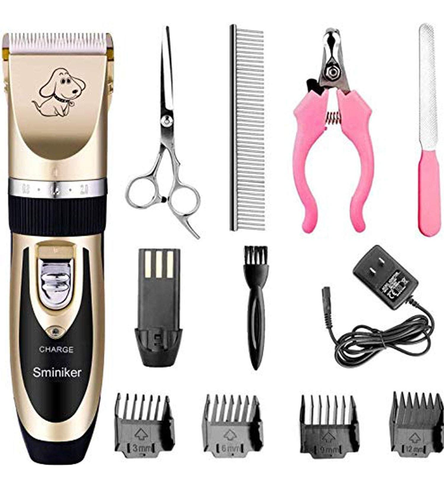 Sminiker Professional Rechargeable Cordless Pet Grooming Clippers - Perfect for Dogs, Cats, Horses - Includes Comb Guides - Pet Grooming Kit - Buy Online on SooperMarket.com