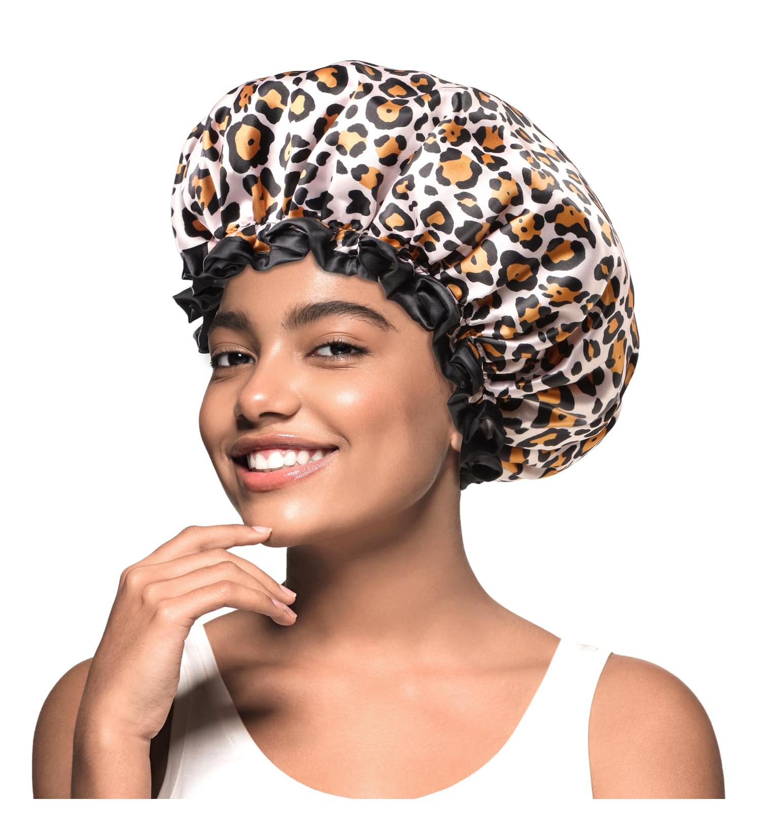 Mikimini Leopard Shower Hoods for Girls - Medium Size 2-Pack Waterproof & Reusable with Black Lace - Buy Online on SooperMarket.com