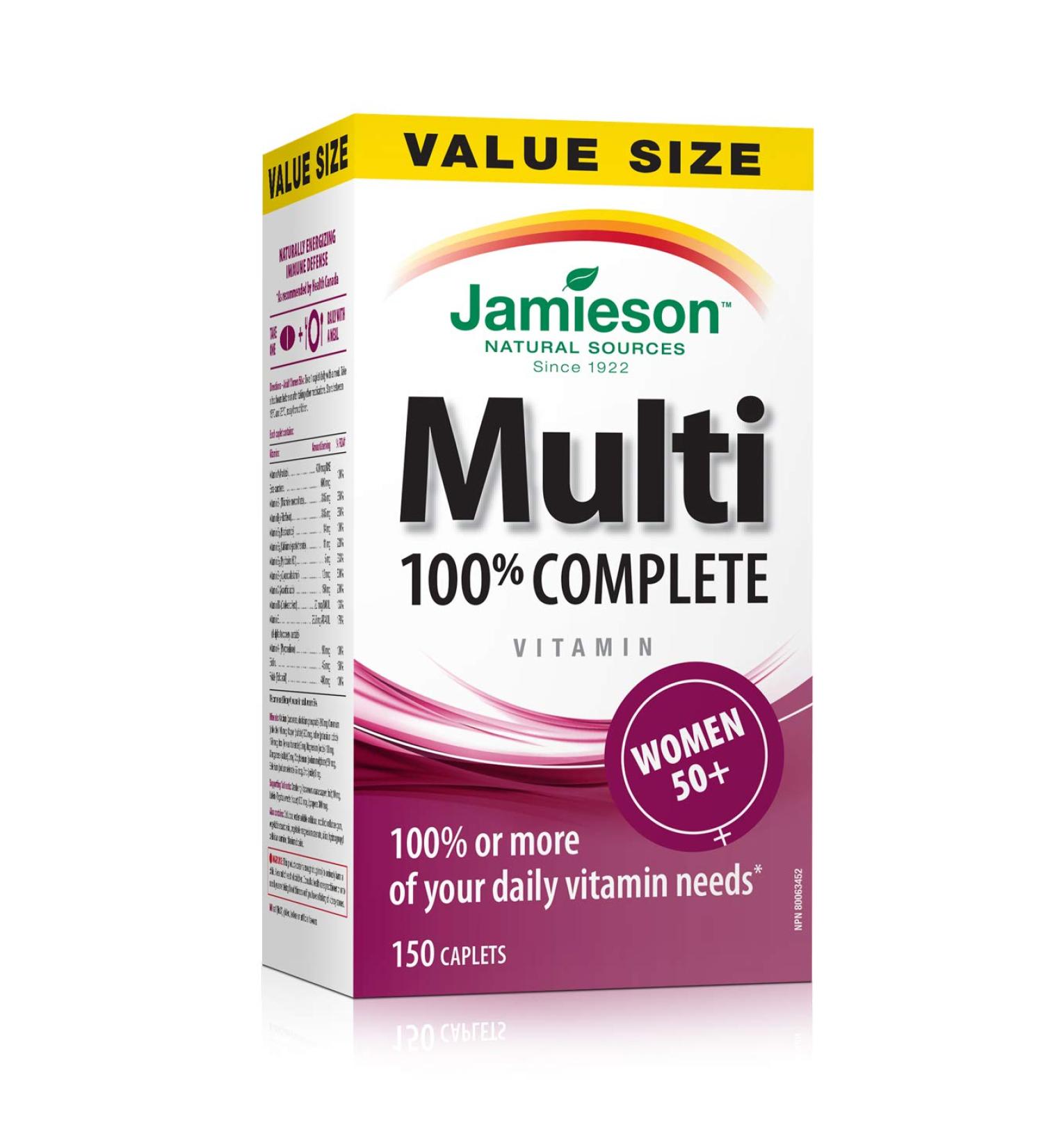 Jamieson 100 percent Complete Multivitamin for Women 50 plus - Value Size 150 Caplets 150 Count (Pack of 1) - Buy Online on SooperMarket.com