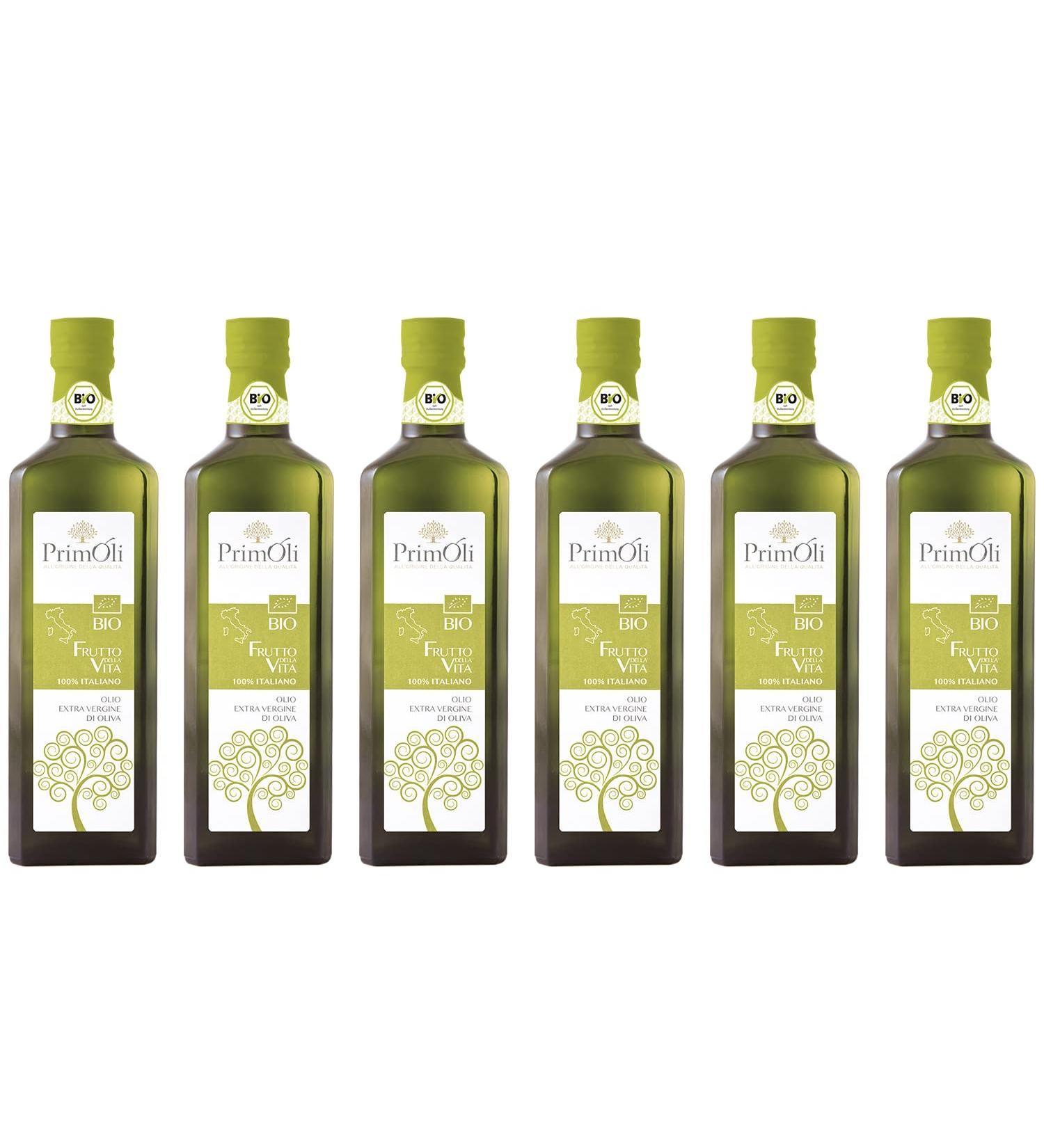 Primoli Cold-Pressed Organic Olive Oil - Il Frutto della Vita | 100% Italian Fruity Flavor Perfect for Pasta Grilled Vegetables & Bruschetta | 6x500ml Pack - Buy Online on SooperMarket.com