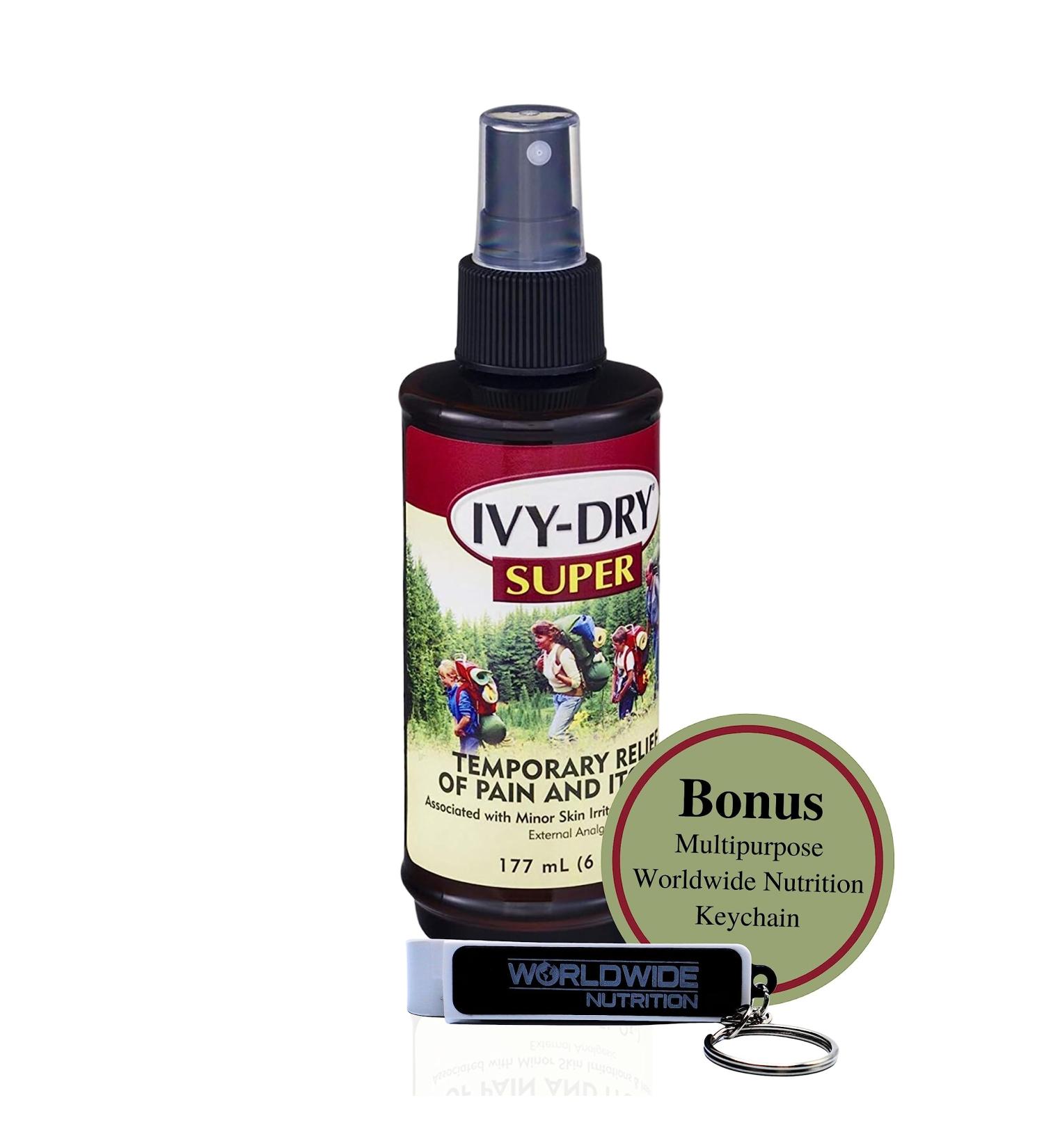 Ivy Corporation Dry Itch Relief Spray - Fast-Acting Relief from Poison Ivy Itching - 6 Fl Oz + Bonus Key Chain - Buy Online on SooperMarket.com