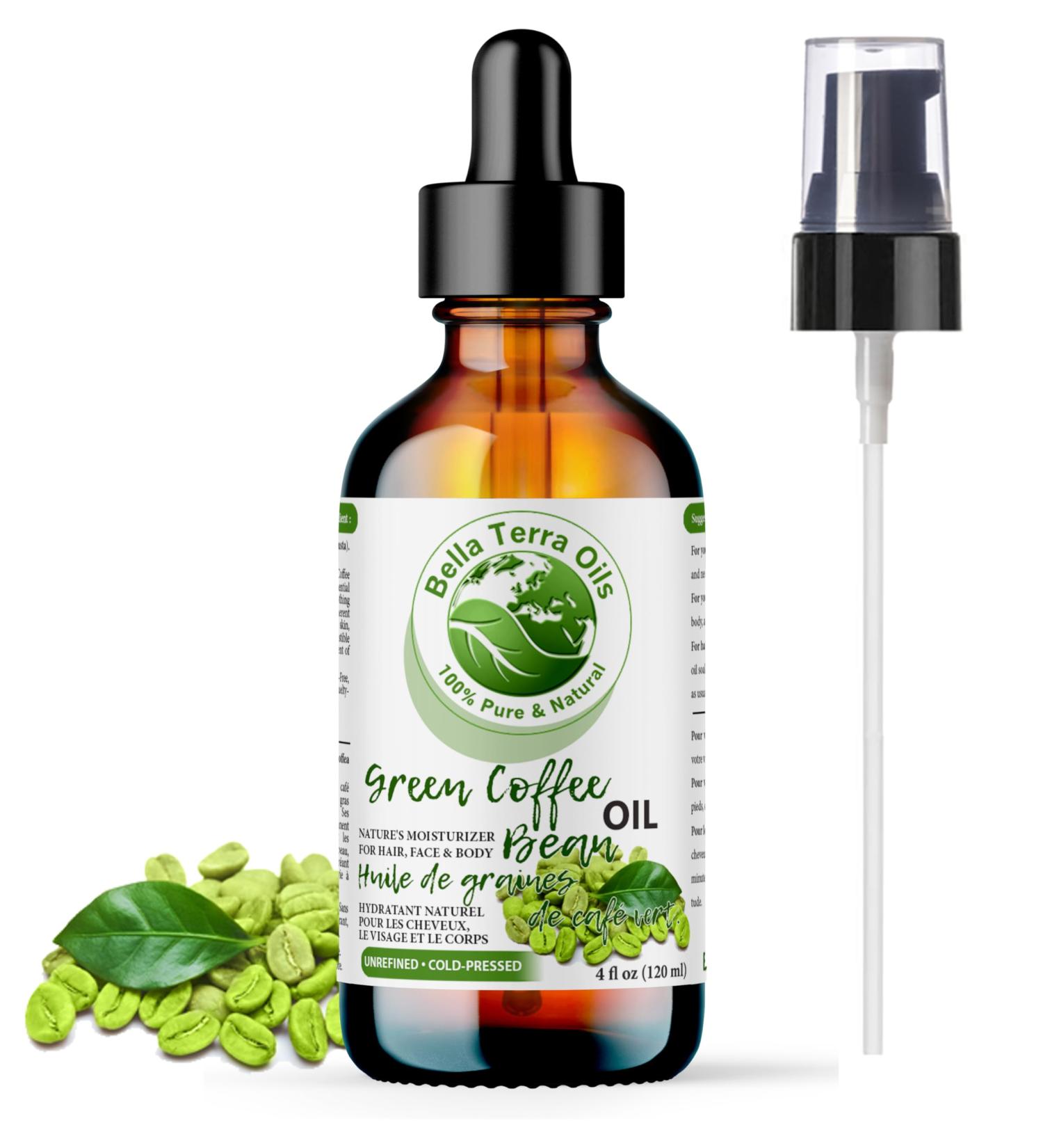 Green Coffee Bean Carrier Oil. 120ml. Cold-pressed. Unrefined. Organic. 100% Pure. Non-comedogenic. Chemical-free. Great for Under-Eye Skin. Natural Moisturizer for Face Body Hair. Bella Terra Oils. 120 ml (Pack of 1) - Buy Online on SooperMarket.com