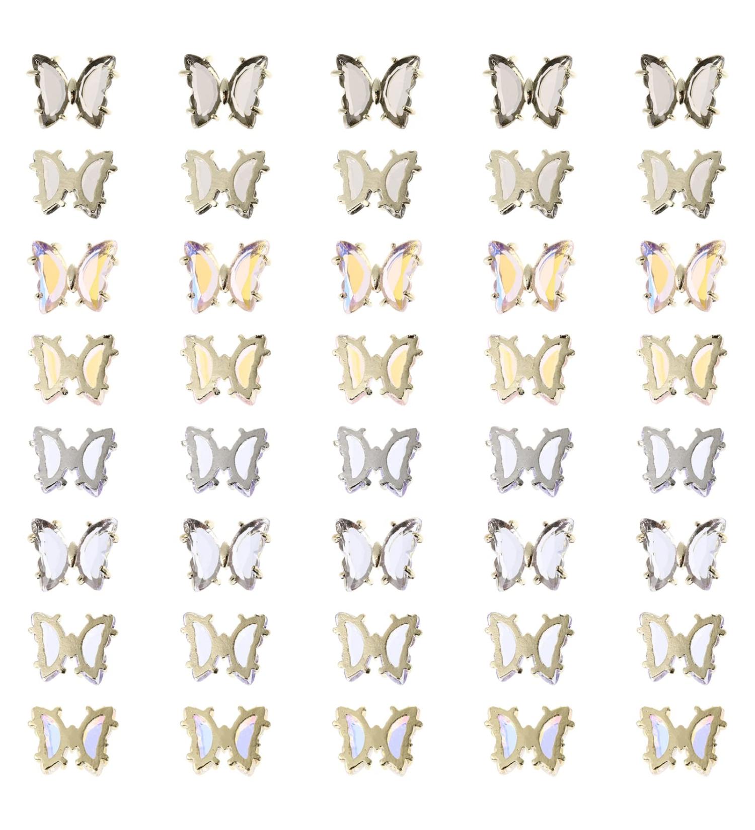 KALLORY 40 Pieces Butterfly Nail Charms Metal Crystal Nail Art Studs Butterflies Nails Decoration for DIY - Buy Online on SooperMarket.com
