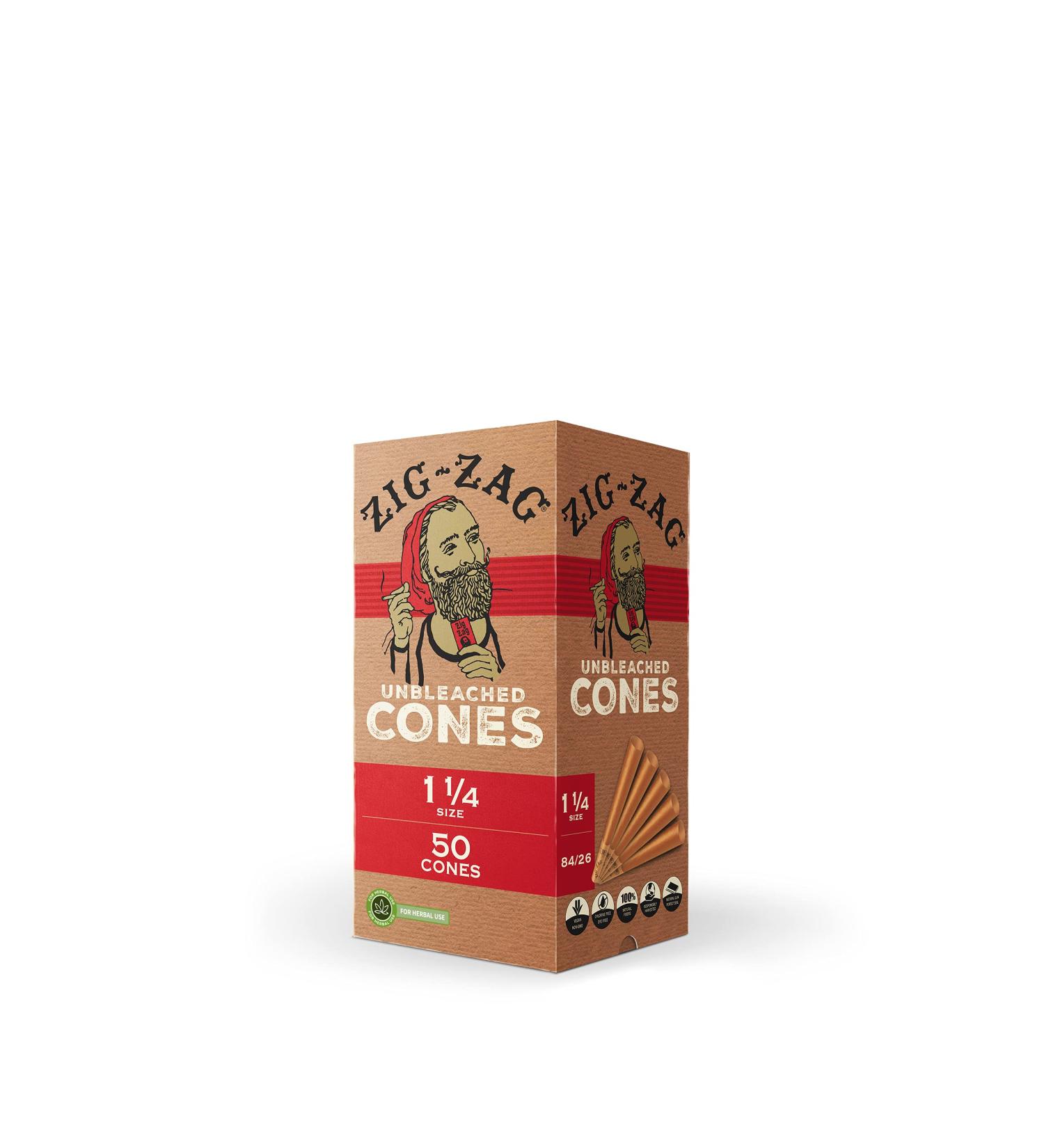 ZIG-ZAG 1 Rolling Papers Pre Rolled Cones 50 Pack - Natural Unbleached Bulk Cones with Tips - Prerolled Rolling Paper Cone Pack - Easy to Use and Convenient - Buy Online on SooperMarket.com