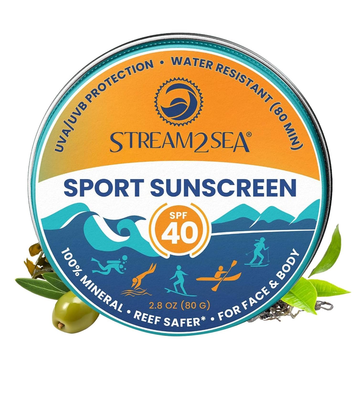 STREAM2SEA Sunscreen Balm SPF 40 - Reef Safe Biodegradable Mineral Sunscreen Unscented Travel Size with Zinc Oxide 2.8 oz - Buy Online on SooperMarket.com