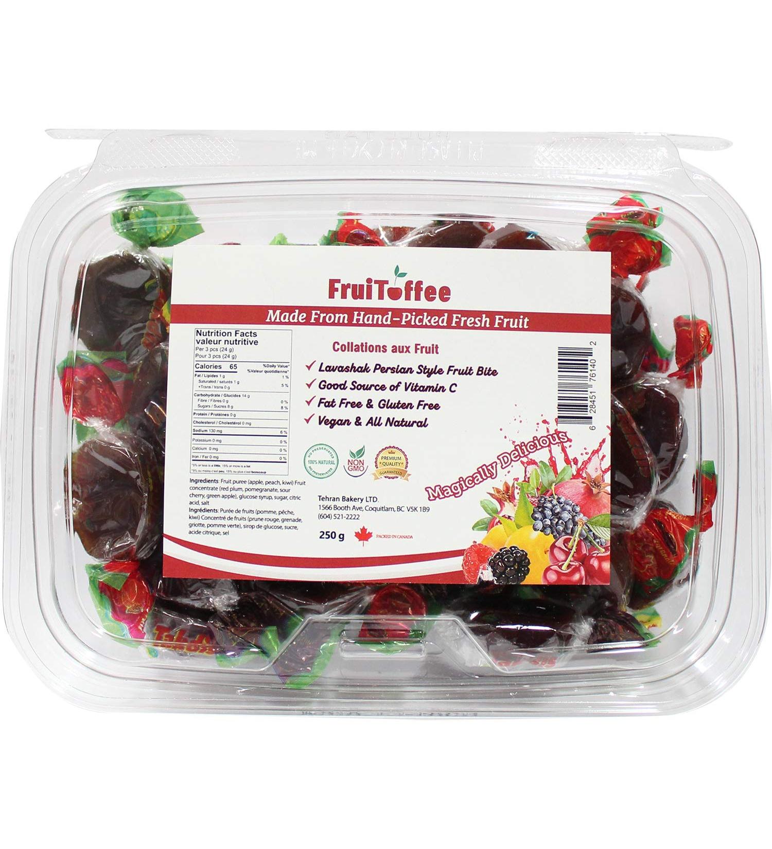 FruiToffee Lavashak Fruit Leather Candy Wrappers - 100% Natural Vegan Snack (250g) - Buy Online on SooperMarket.com