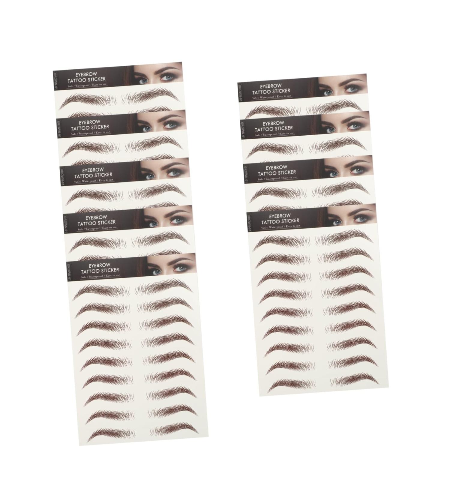 Mikinona 9 Sheets Waterproof Eyebrow Stickers Eyebrow Stickers Waterproof Brown False Eyebrows Cosmetics Hair 21x14.7cm Brown - Buy Online on SooperMarket.com
