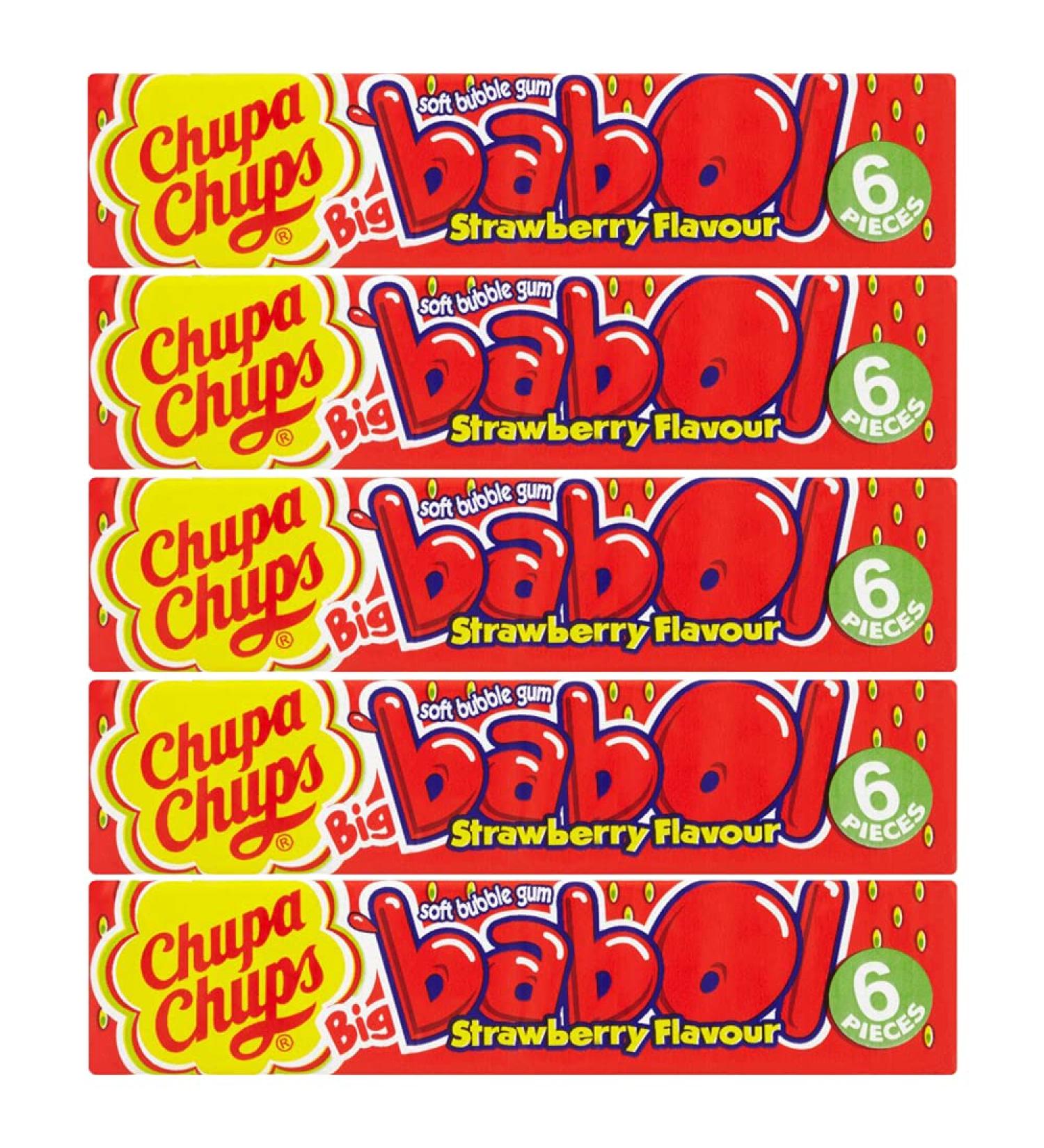 5 x 6 pieces of soft chewing gum strawberry sweet snack fruity nibbles