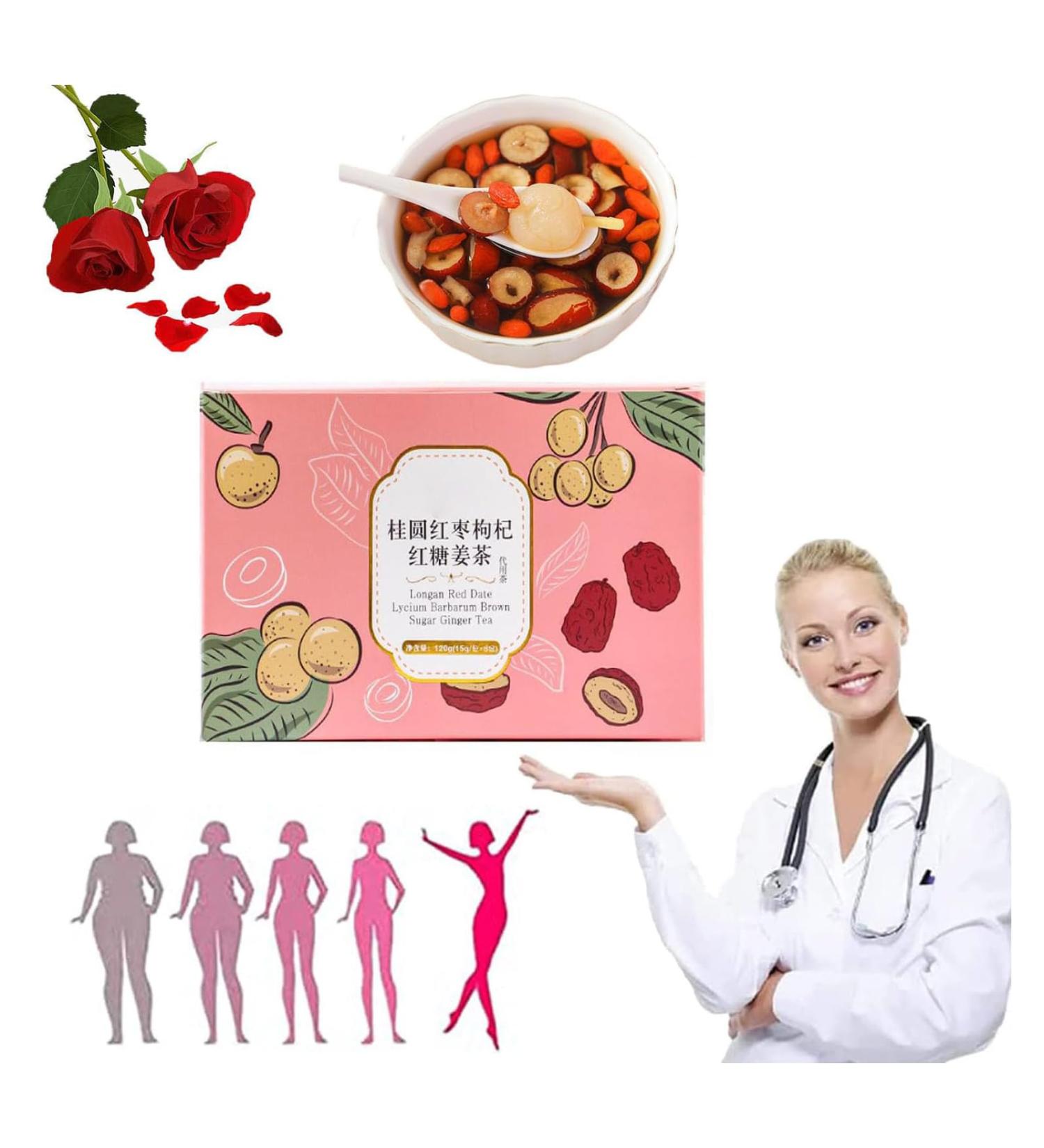 Ginger Jujube Tea with Brown Sugar Longan Red Date Lycium Barbarum Brown Sugar Ginger Tea Red Dates Ginger Tea Herbal Tea Bags Chinese Tea for Women (1BOX) - Buy Online on SooperMarket.com